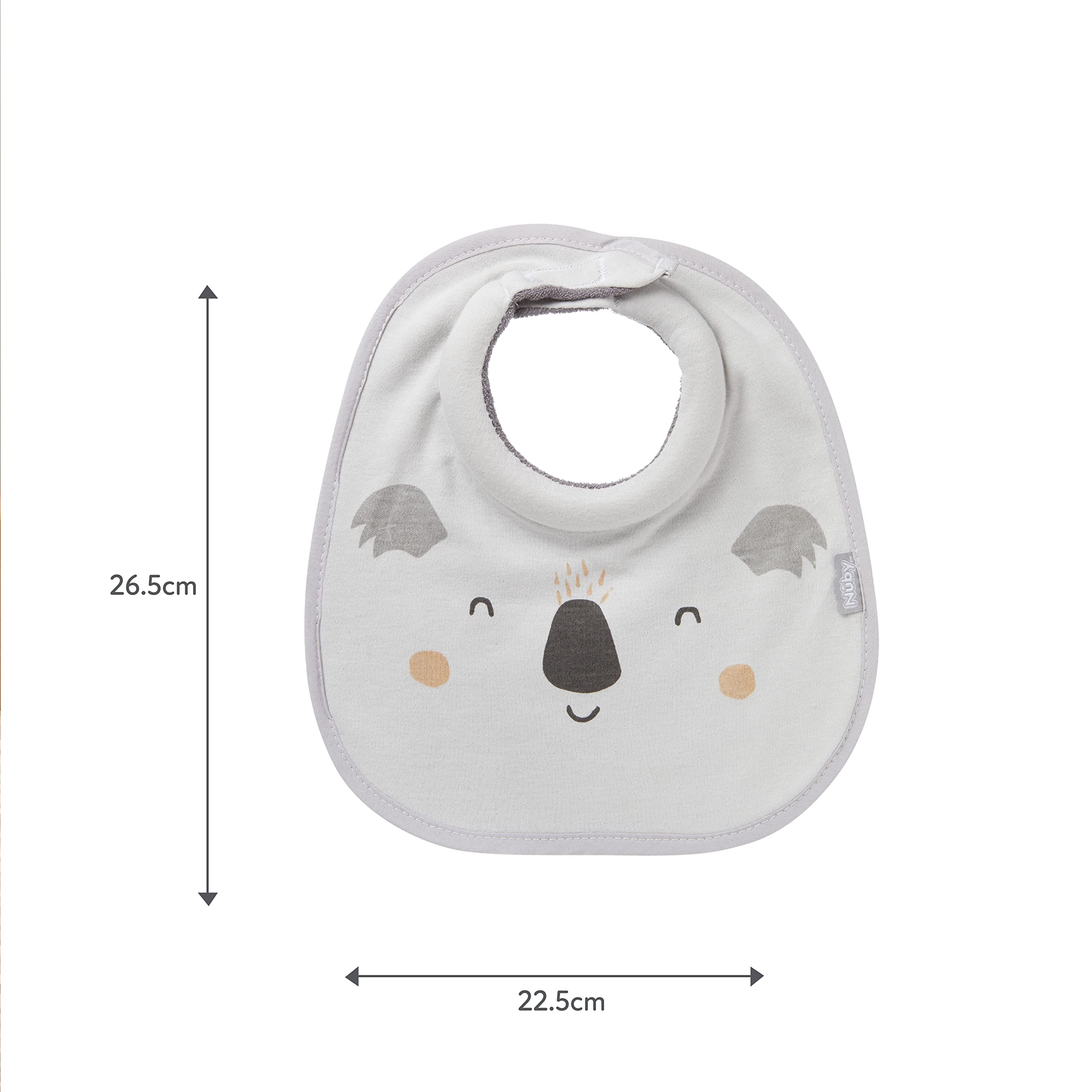 Nuby Snug and Dry Bibs - Organic Cotton Baby Bibs with Padded Neckline, Machine Washable, One Size (Pack of 4) - Perfect for Feeding, Drooling & Messy Mealtime Protection