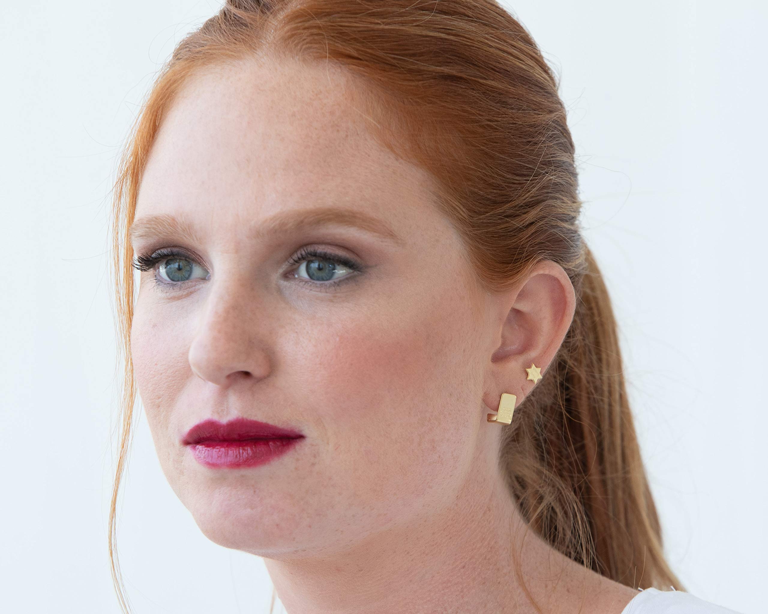 Unique Gold Hoop & Stud Earrings for Women - Kabbalah Hebrew Jewelry Engraved with Women of Valor Verses - Spiritual Religious Jewelry Made in Israel - Perfect for Hanukkah Gifts, Bat Mitzvah & Daily Wear