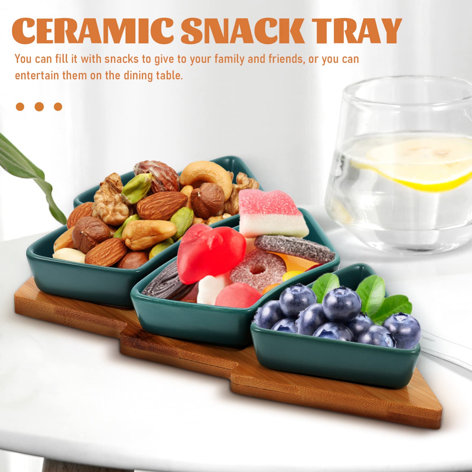 Angoily Christmas Tree Shaped Ceramic Serving Tray with Base - 10.4 Inch Green Holiday Appetizer Platter for Snacks, Fruit & Candy | Perfect for Xmas Parties, Entertaining & Festive Dessert Displays