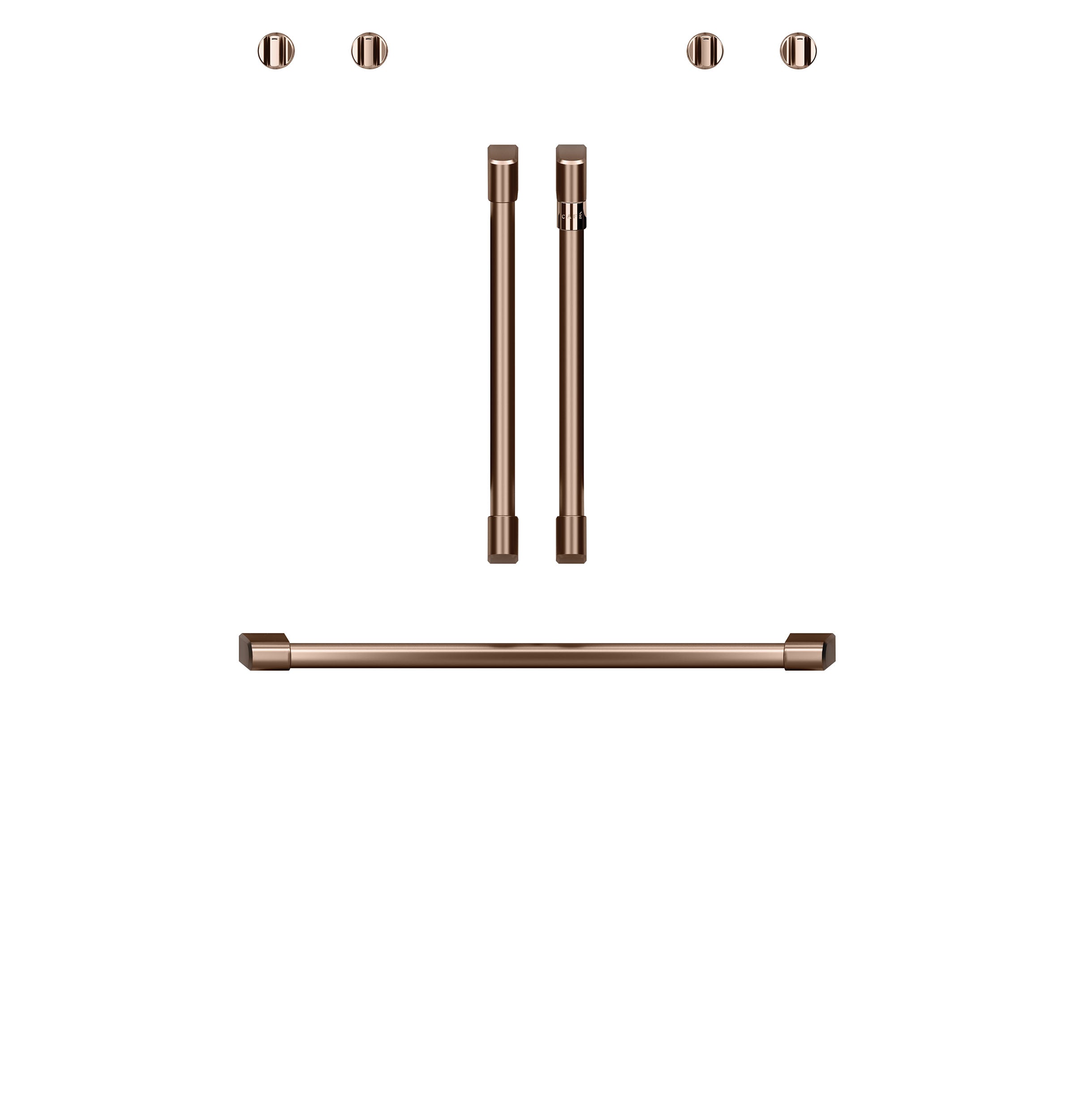 Brushed Copper French Door Handles and Knobs Set - 2Pcs Door Handles, 1Pc 30