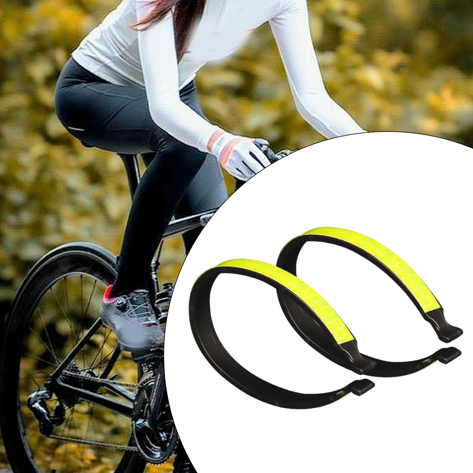 SM SunniMix 2Pcs High Visibility Bicycle Pants Clips - Reflective Cycling Trouser Clips for Safe Riding, Adjustable Pant Leg Cuff Clips for Men & Women - Perfect for Commuting, Road Biking & Outdoor Cycling