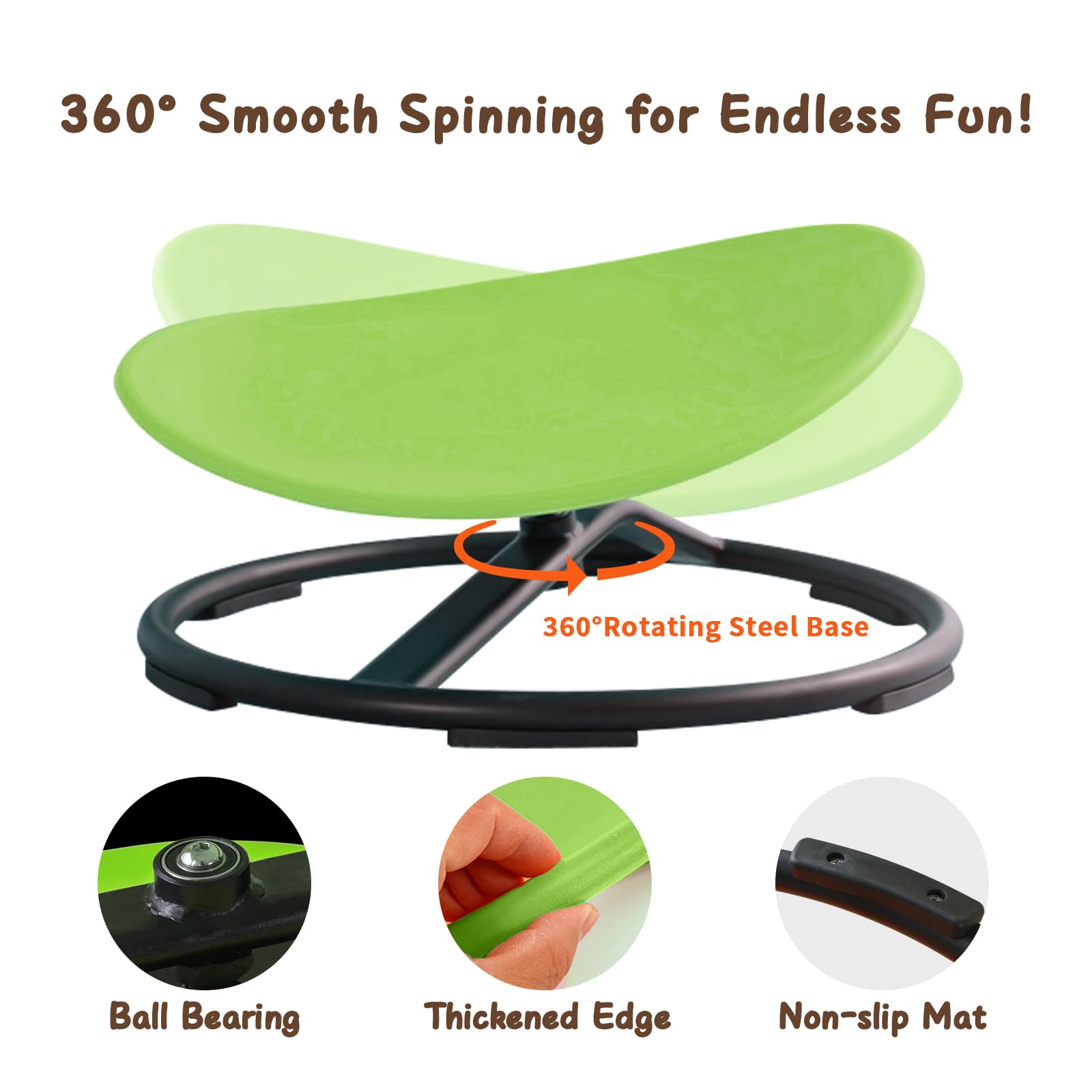 Sensory Spin Chair for Autistic Kids - Green Spinning Seat to Improve Physical Coordination & Motion Sickness Relief - Perfect for Therapy Rooms, Classrooms and Home Sensory Play
