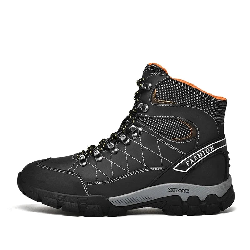 Men's Waterproof Ankle Boots - Genuine Leather Outdoor Boots for Youth, Sweat-Absorbing & Wear-Resistant - Perfect for Autumn Winter Casual Wear, Hiking & Daily Adventures