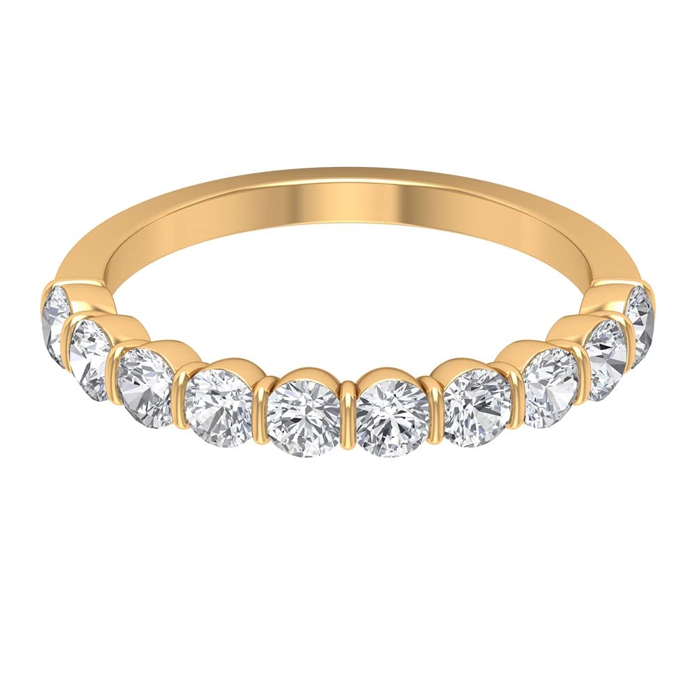 1.25 CT Moissanite Half Eternity Ring for Women - 14K Solid Gold Wedding Band, Anniversary Gift, Promise Ring - Perfect for Bridal Jewelry, Engagement & Special Occasions