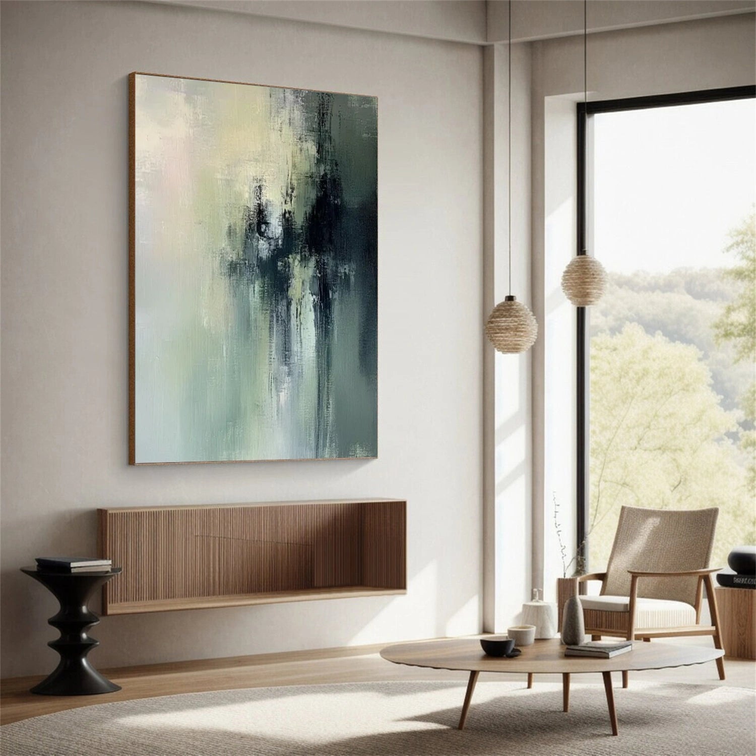 Blue & Green Abstract Wall Art Canvas Print #BG115 - Modern Home Decor for Living Room, Bedroom & Office