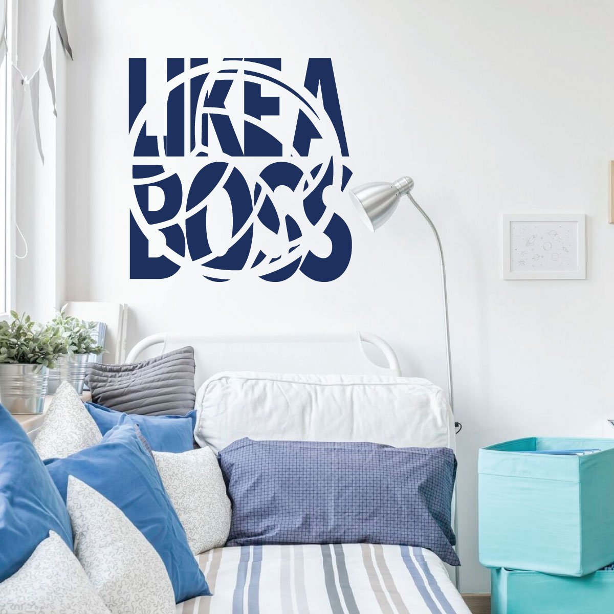 Volleyball Wall Decal - 'Like A Boss' Motivational Vinyl Art Sticker - Sports Room Decor for Bedroom, Playroom & Gym - Perfect for Volleyball Players & Fans