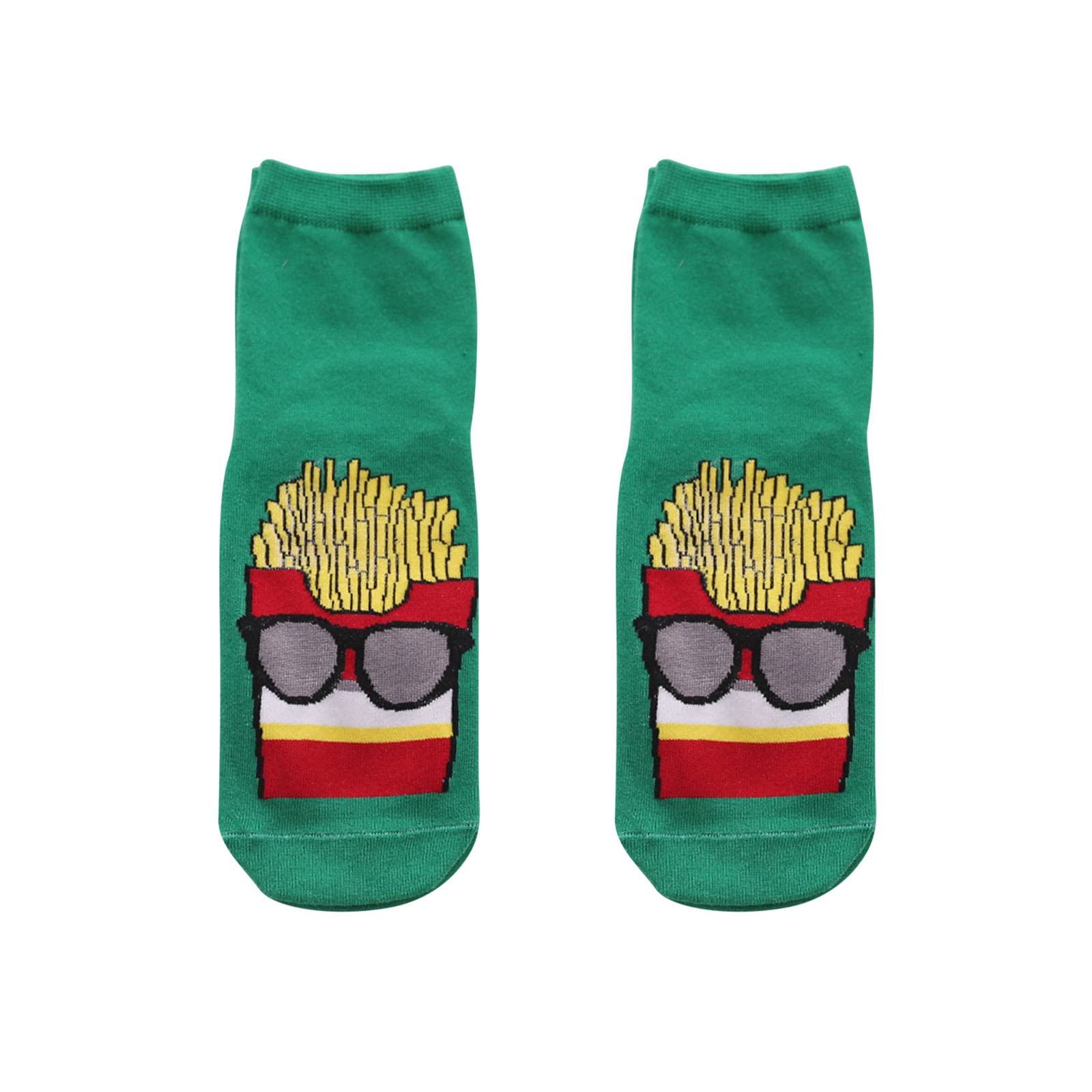 Women's Mid-Length Fun Food Socks - Black Novelty Tights for Casual Wear