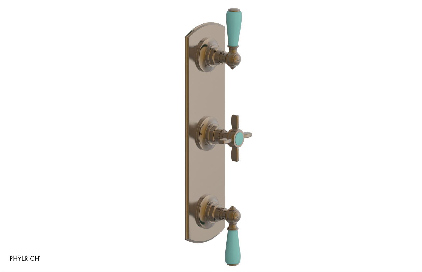 Jamestown Thermostatic Shower Valve with Dual Volume Control - Turquoise Accents (Model 4-740) for Modern Bathroom Renovations & Luxury Spa Experience