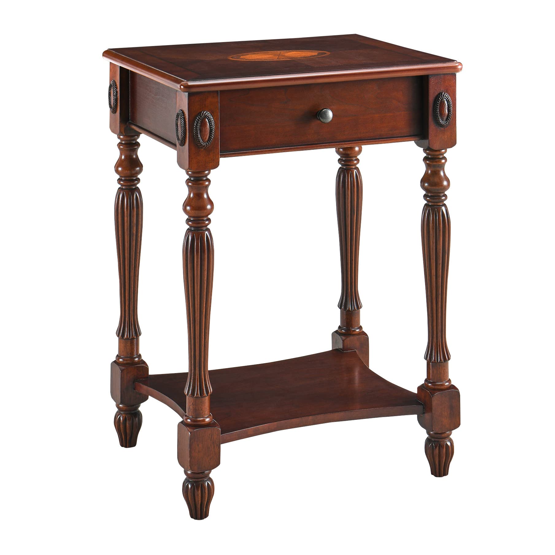 Solid Wood Side Table with Drawer & Storage Shelf - Traditional Walnut End Table, Narrow Telephone Stand, Nightstand & Sofa Table for Living Room, Bedroom & Office - Perfect for Small Spaces & Home Decor (GBJ1533WD)