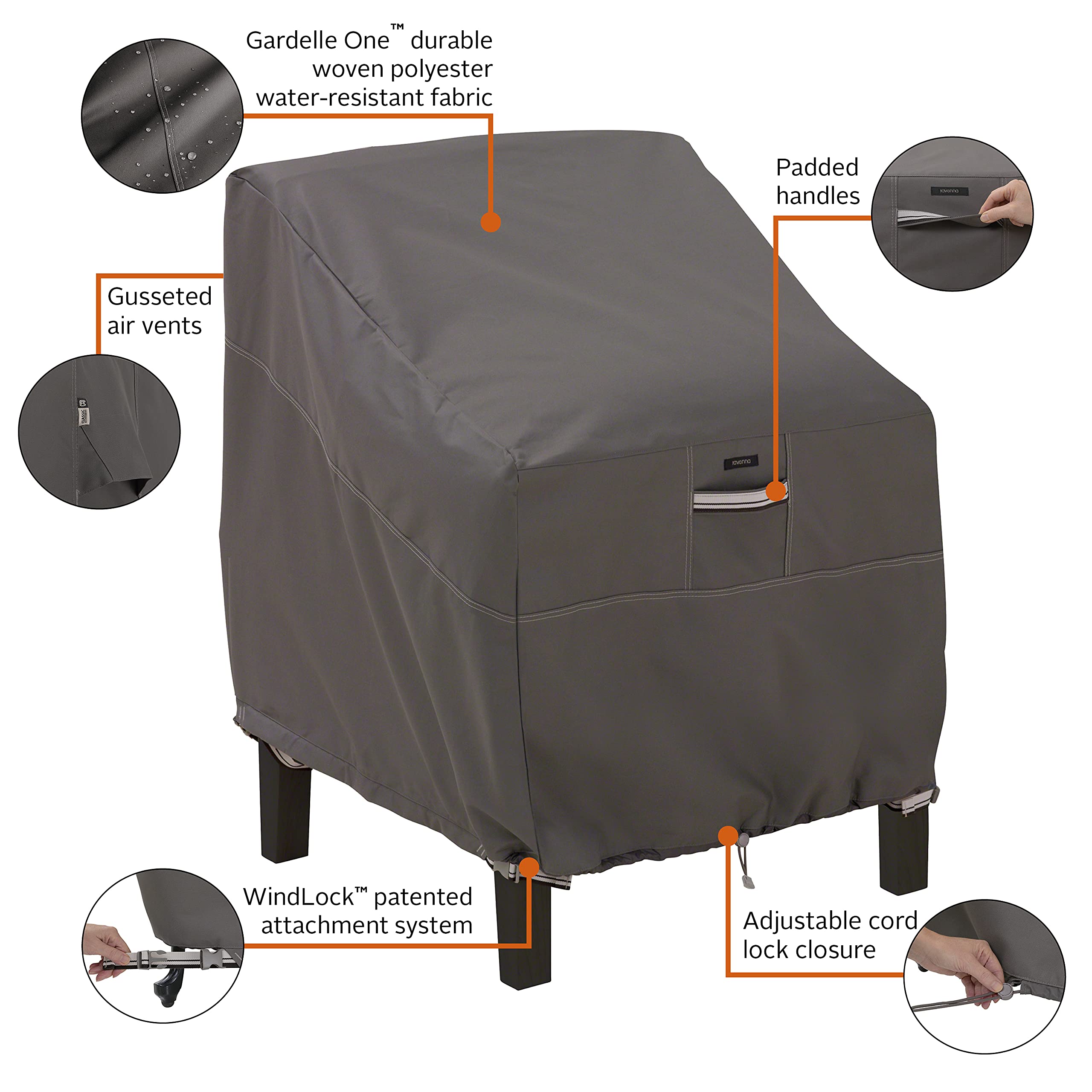 Classic Accessories Ravenna Waterproof Patio Lounge Chair Cover - Fits Hampton Bay Spring Haven Wicker Chaise Lounges | Outdoor Furniture Protection for Rain, Sun & Snow