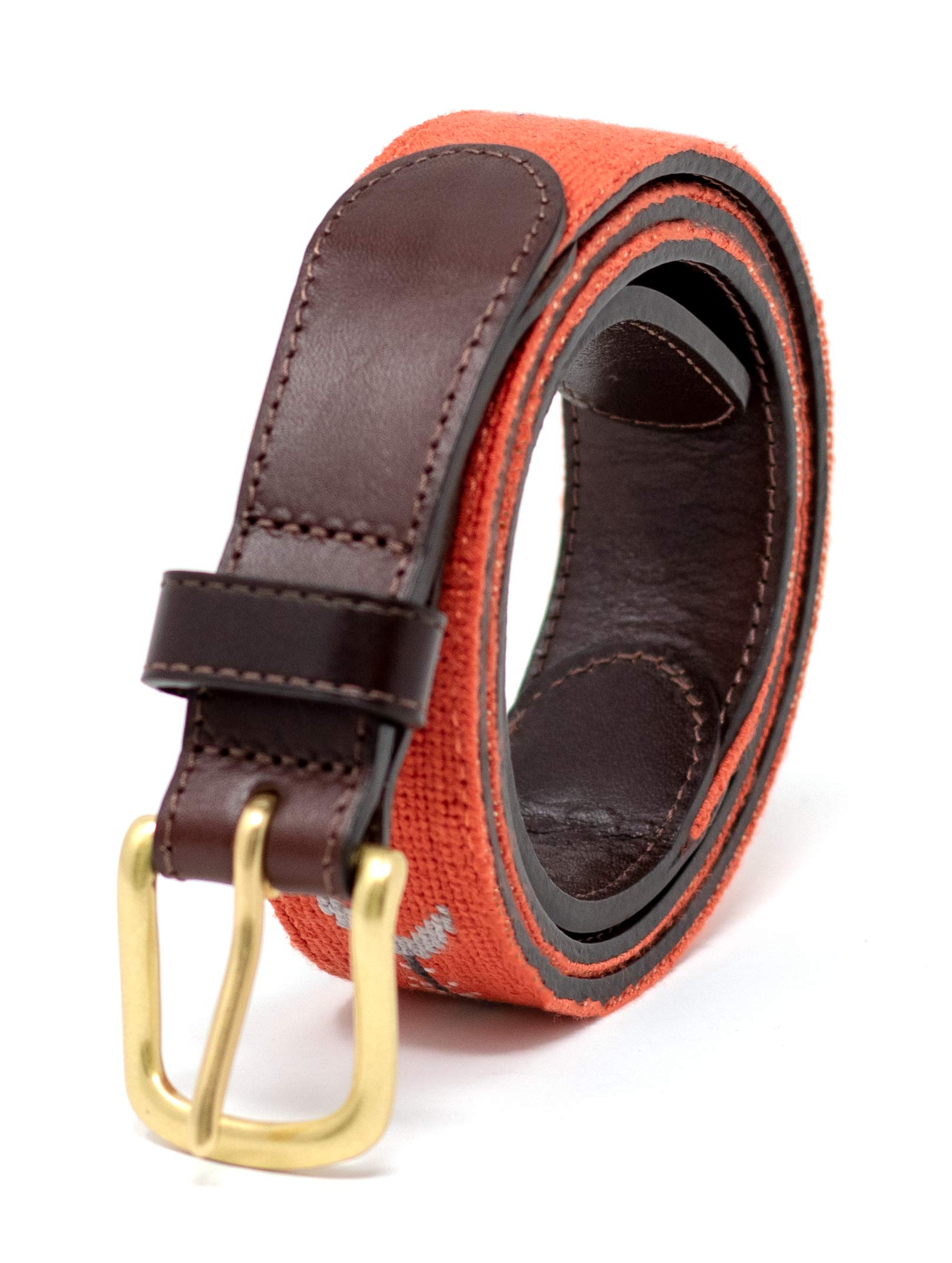 Premium Full Grain Leather Needlepoint Belts for Men - Handcrafted with Cotton Thread & Solid Brass Buckle - Perfect for Casual, Business & Formal Occasions