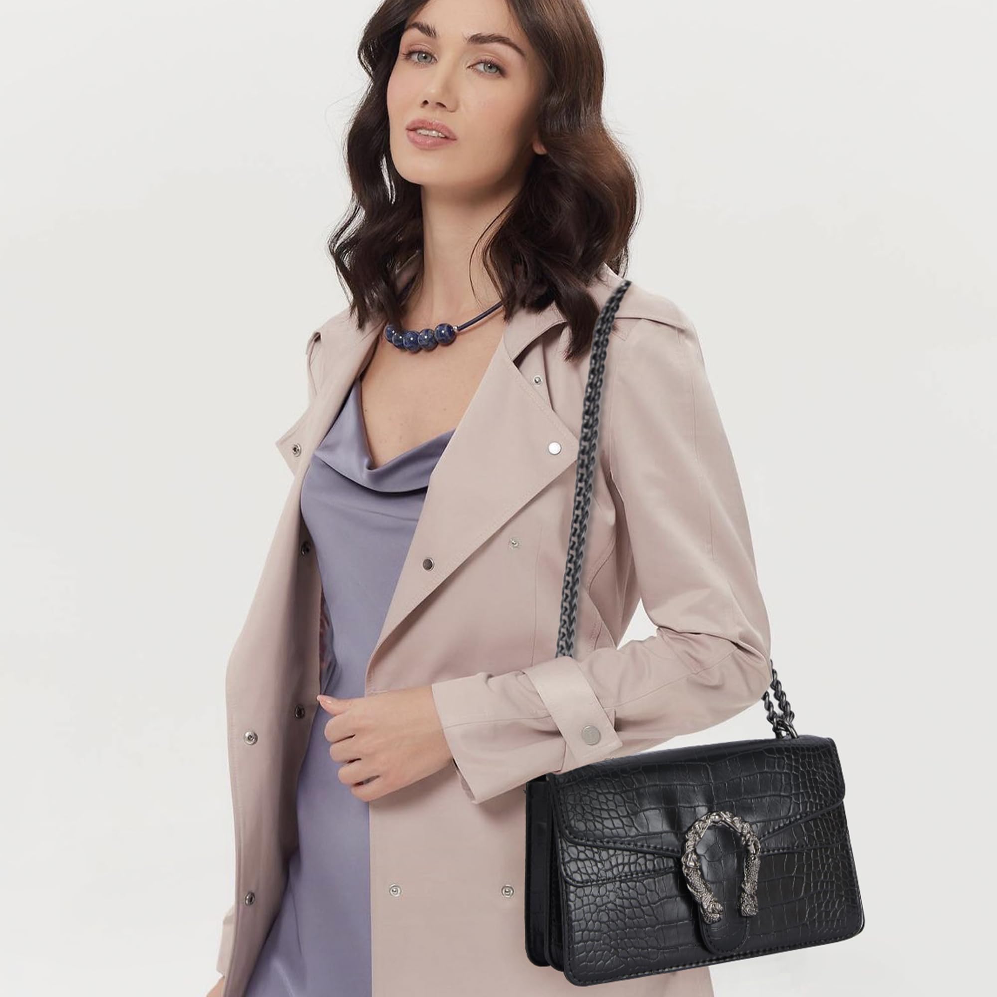 Trendy Crocodile Grain Crossbody Bags for Women - Leather Shoulder Purse for Daily Use & Travel