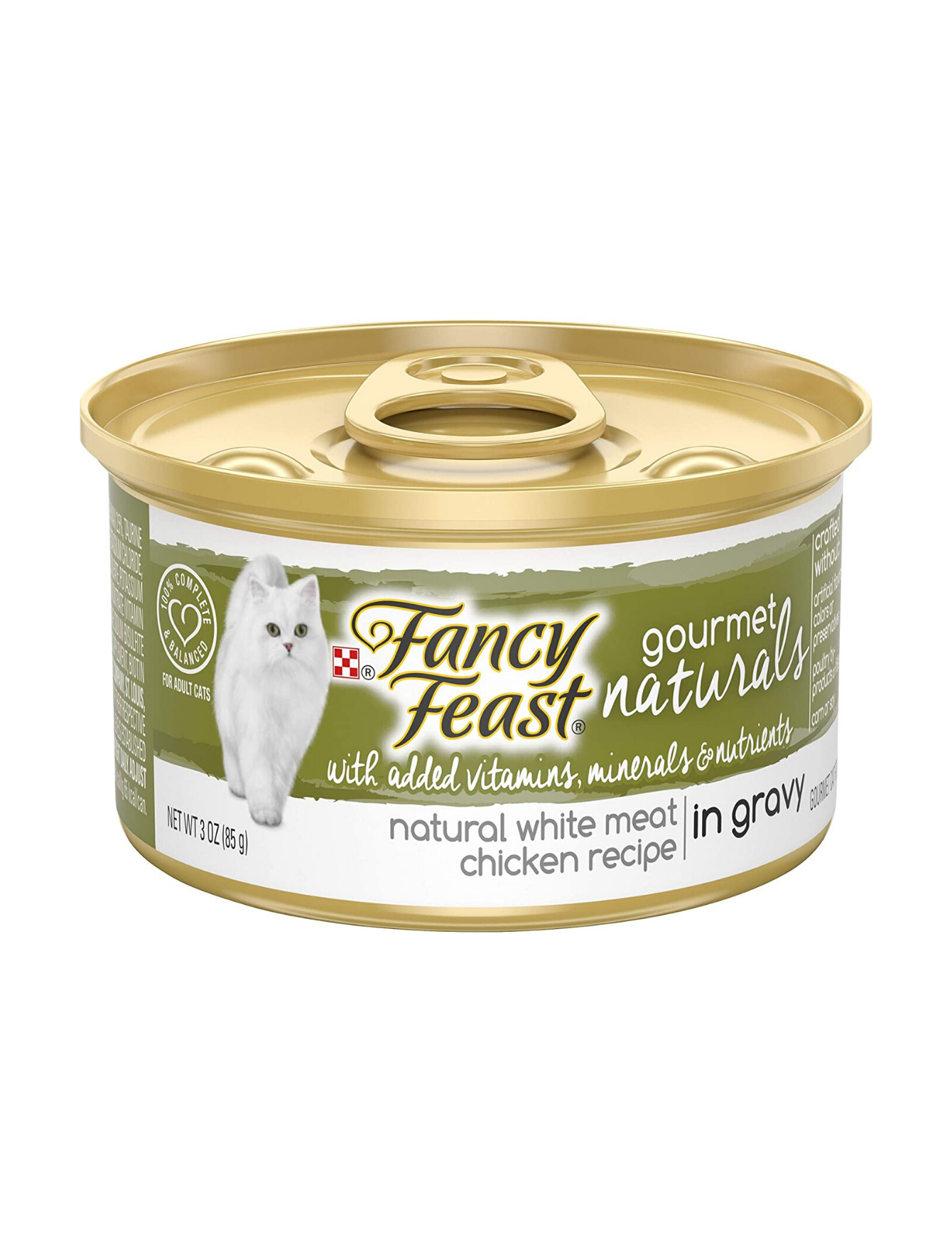 Fancy Feast Gourmet Naturals White Meat Chicken in Gravy Canned Cat Food 85g - Premium Wet Cat Food for Adult Cats, Kitten & Senior Cats - Perfect for Mealtime, Travel & Special Treats
