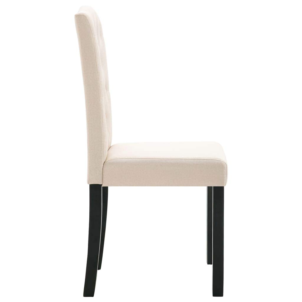 4-Piece Cream Fabric Button Tufted Diner Chairs Set - Upholstered Dining Room Chairs for Kitchen, Lounge & Restaurant - Comfortable Seating for Home Dining & Commercial Spaces