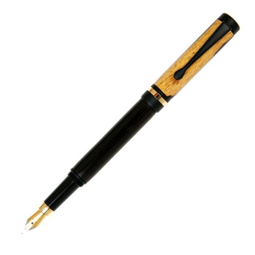 Lanier Classic Fountain Pen - Black Enamel with Two-Tone Blackwood Design | Premium Writing Instrument for Business Signatures, Calligraphy & Gift Giving