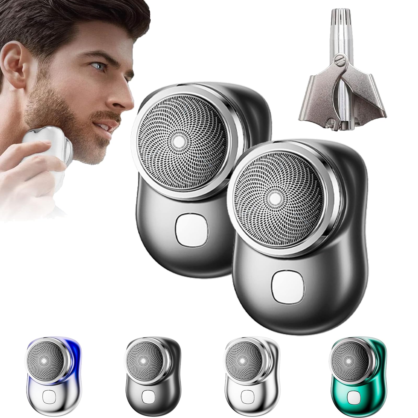 2023 Upgraded ZAO Mini Electric Shaver for Men - Portable & Powerful Storm Shaver, Smooth Facial Hair Trimmer, Travel-Friendly Cordless Shaver (2 Pack, Black) - Perfect for Travel, Gym & Daily Grooming
