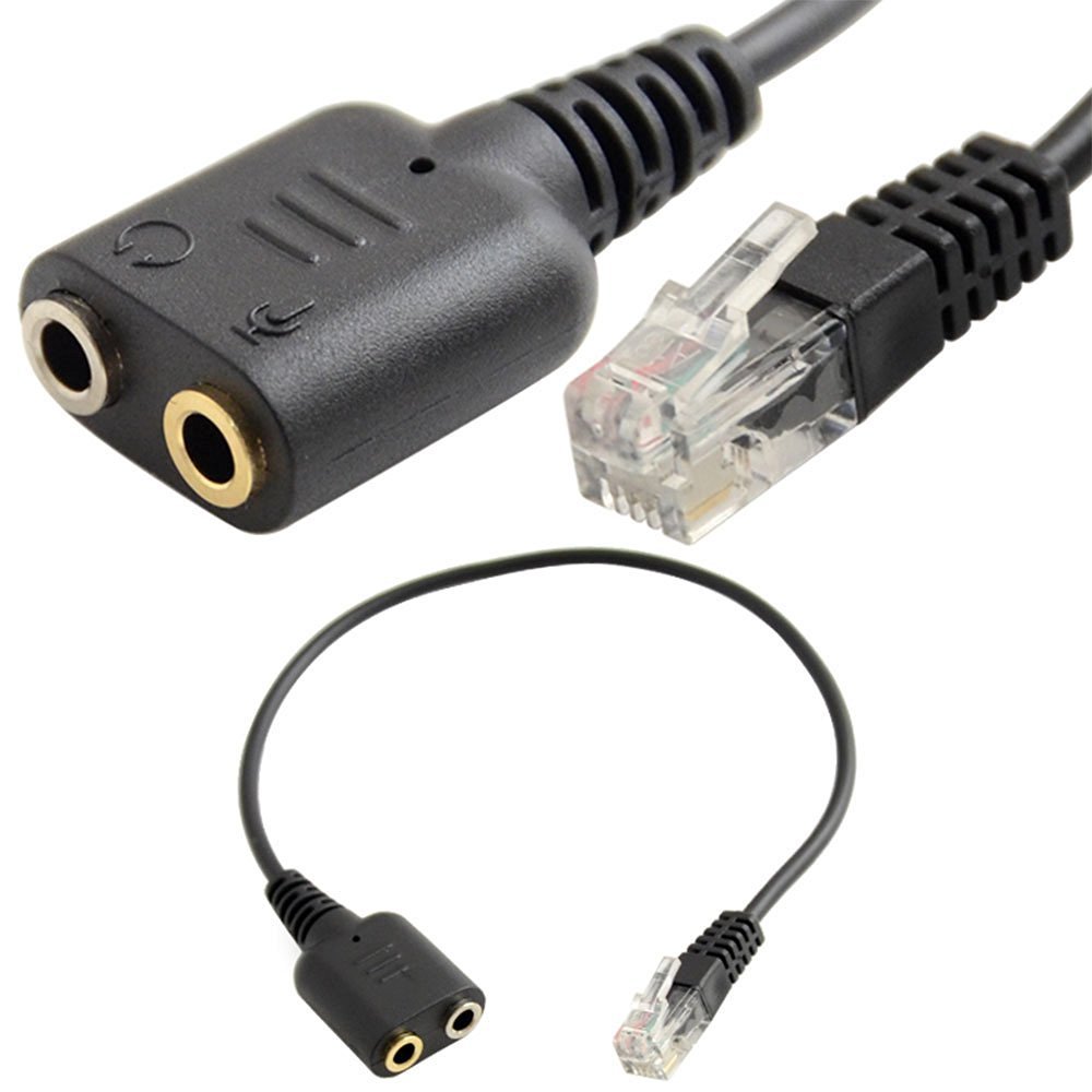 Qaoquda 2-Pack 3.5mm to RJ9 Headset Adapter Cable - Convert PC Headset to Telephone Headset for Call Centers, Office Phones & VoIP Systems