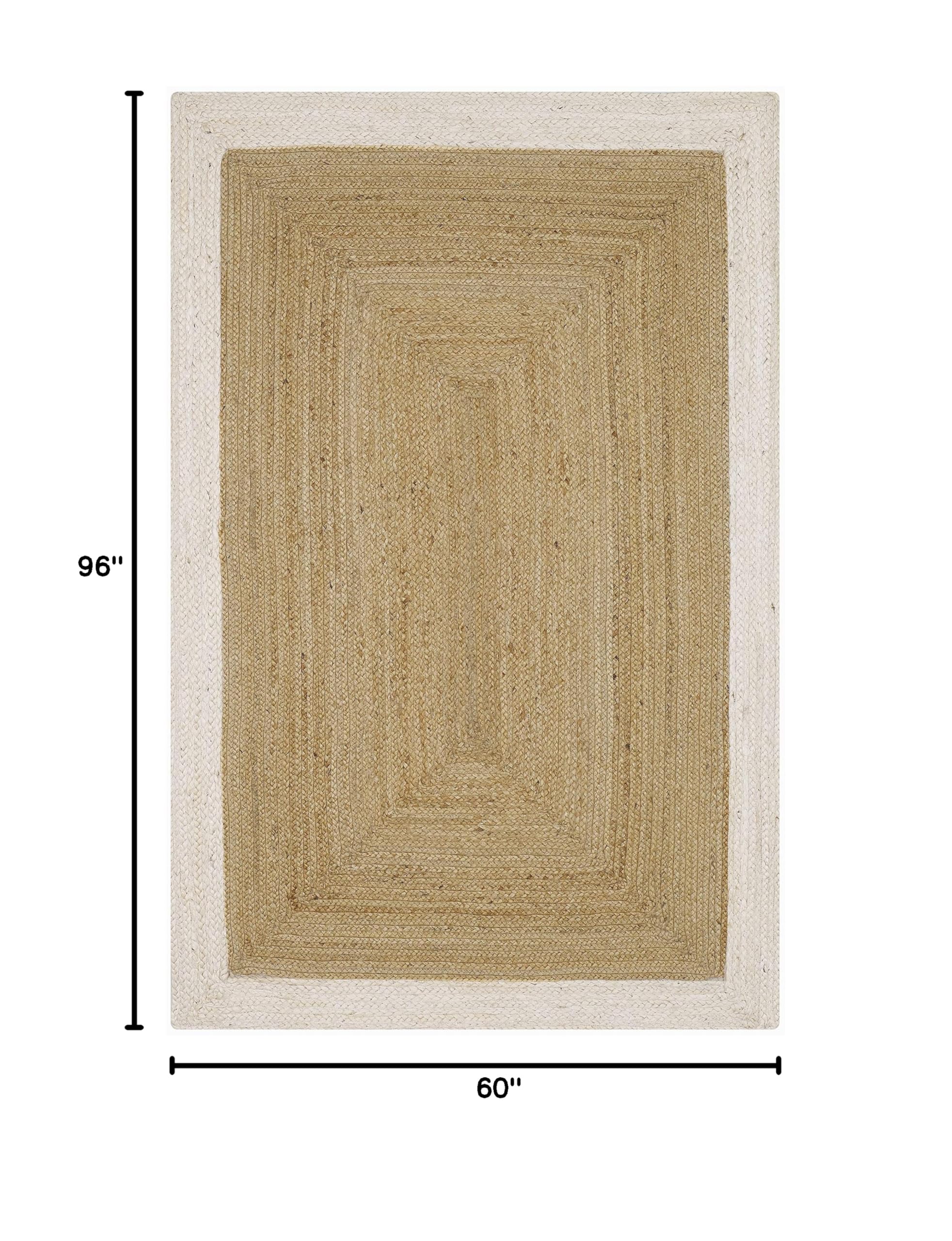 Fab Habitat Essentials Braided Jute Area Rug - Ivory 5x8 ft, Handwoven Natural Fiber Rug, Soft & Durable for Bedroom, Living Room, Dining Room - Eco-Friendly Home Decor for Cozy Spaces