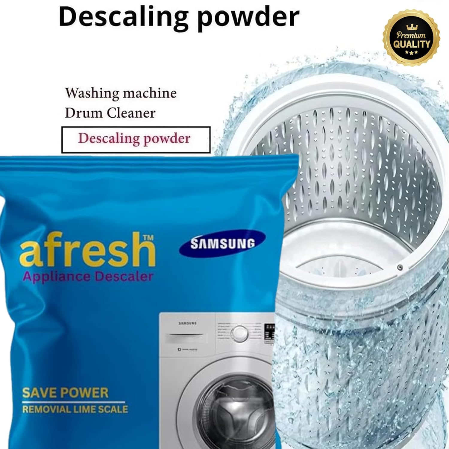 Samsung Washing Machine Cleaner Powder - 100g (Pack of 4) | Compatible with Front Load & Top Load Washers | Removes Odor, Mold & Residue | Ideal for Deep Cleaning & Descaling Washing Machine Drums