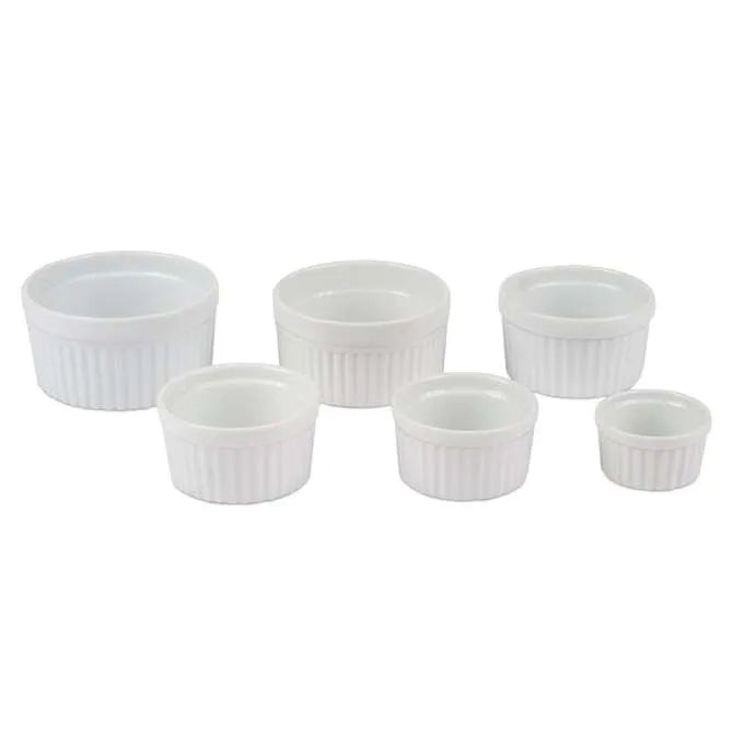 Premium Porcelain Ramekins - Set of 6 Small Baking Dishes for Crème Brûlée, Soufflés & Desserts - Elegant White Ceramic Ramekins for Oven, Microwave & Dishwasher Safe - Perfect for Home Baking & Restaurant Use