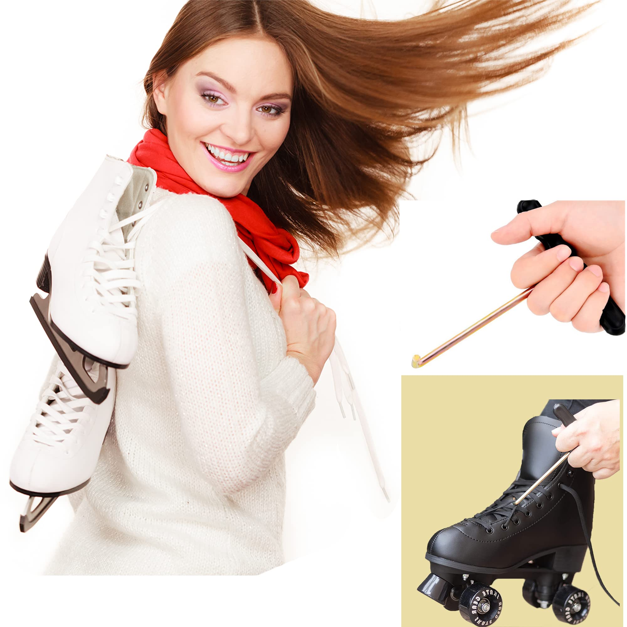Ice Skate Lace Tightener Tool - Adjustable Boot Lace Hook for Ice Skates, Figure Skates, Hockey Skates, Rollerblades & Shoes | Skate Key Tool for Secure Fit | Perfect for Rinks, Training & Outdoor Skating