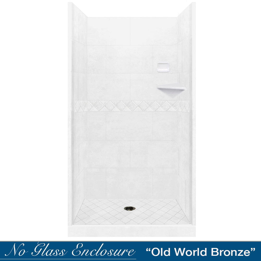 Alcove Natural Buff Sistine Stone & Diamond Stone Accent DIY Shower Remodel Kit - Easy Bathroom Upgrade for Home Renovation