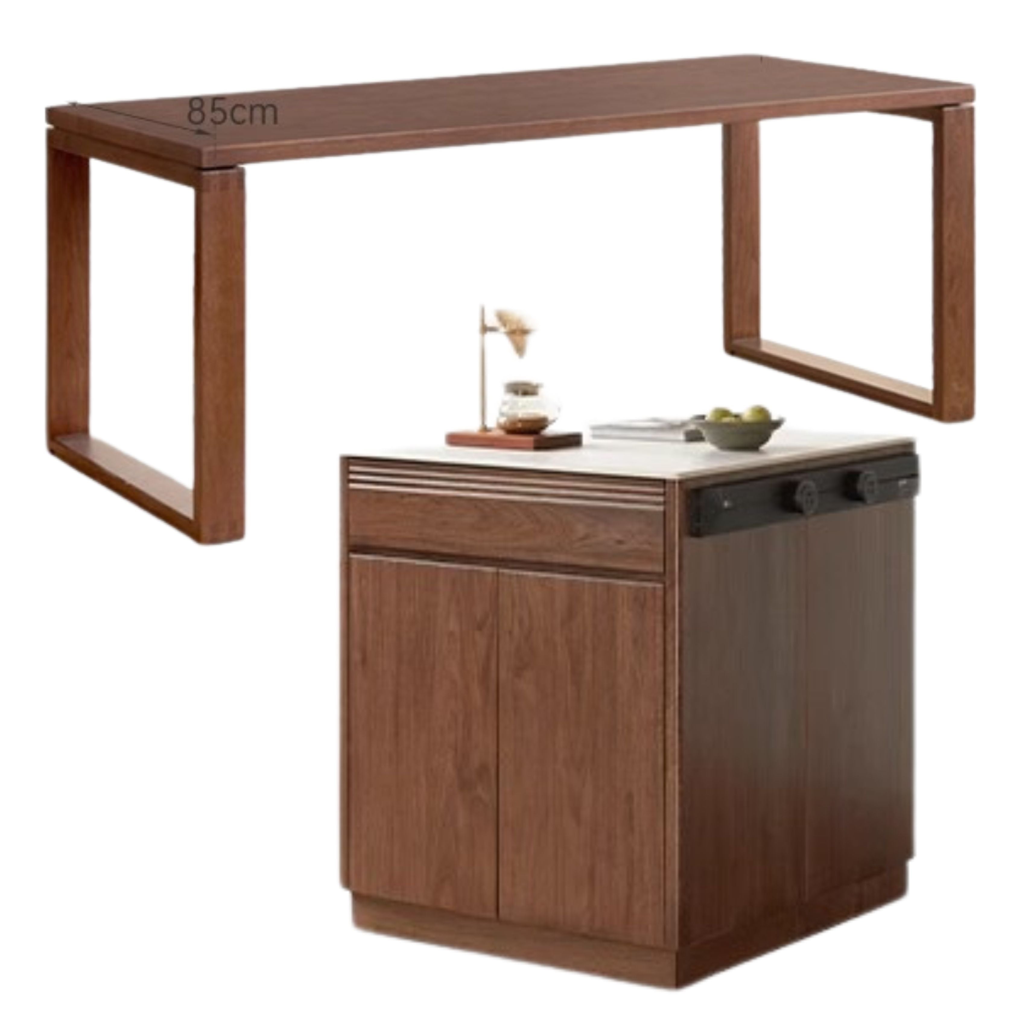 Luxury Black Walnut and Oak Solid Wood Sideboard - Elegant Kitchen Island Buffet for Dining Room & Home Decor