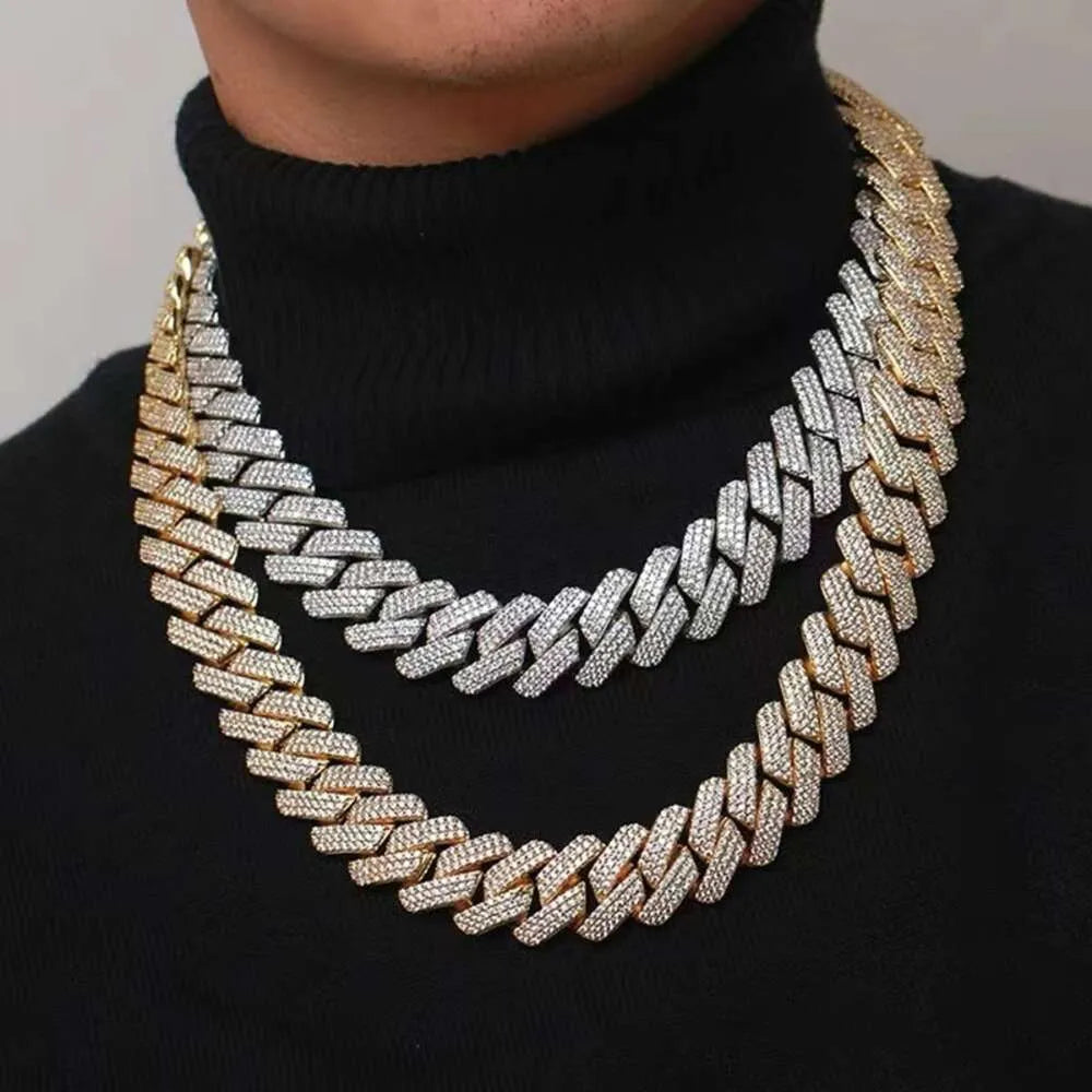 18K Gold Plated VVS Moissanite Iced Out Cuban Link Chain Necklace for Men - Luxury Hip Hop Jewelry Gift for Birthday, Anniversary & Special Occasions
