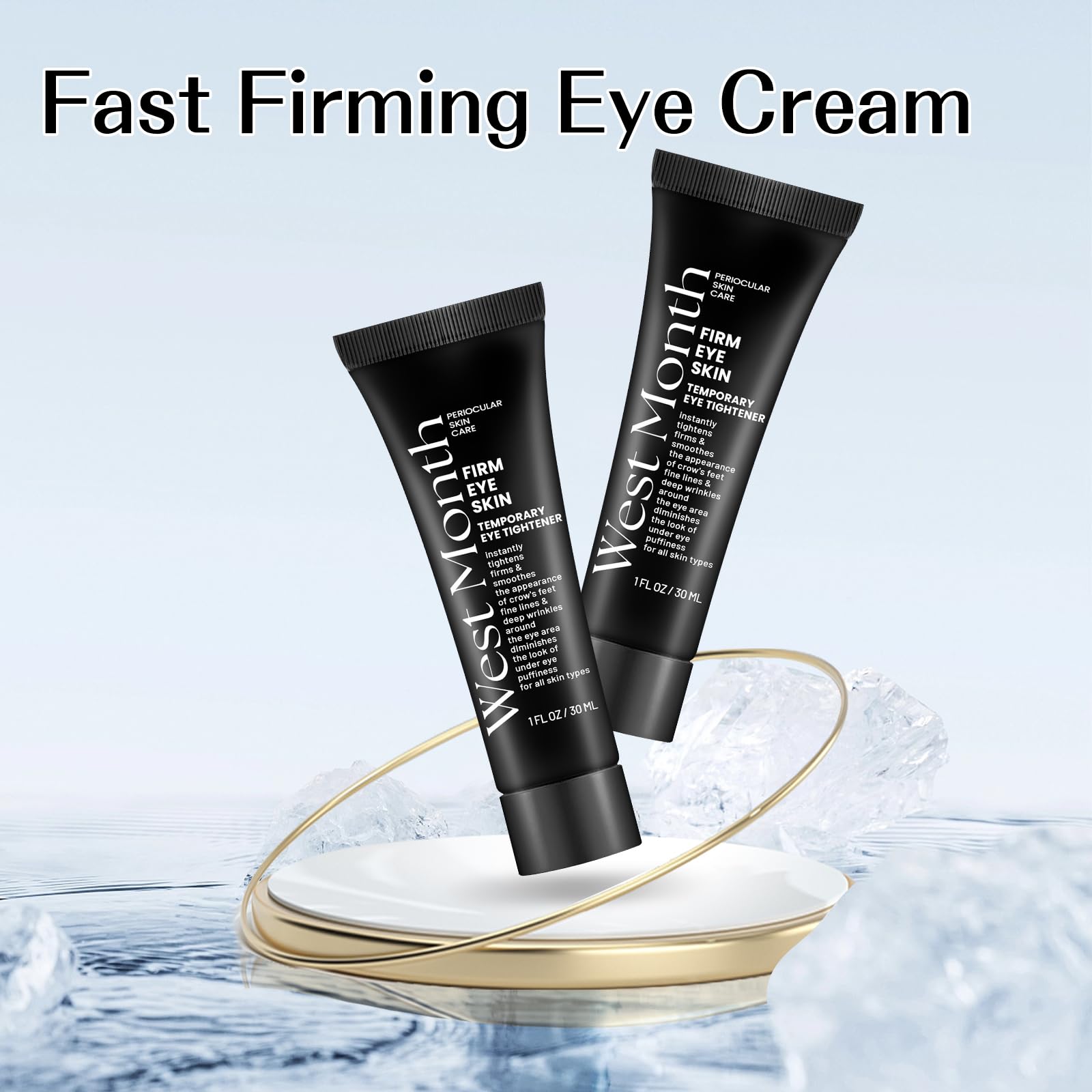 West Month Firming Eye Cream - Instant Tightening & Fast-Acting Eye Treatment for Under Eye Bags, Dark Circles & Puffiness (3 Pack, 30ml) - Perfect for Morning Routine & Nighttime Skincare
