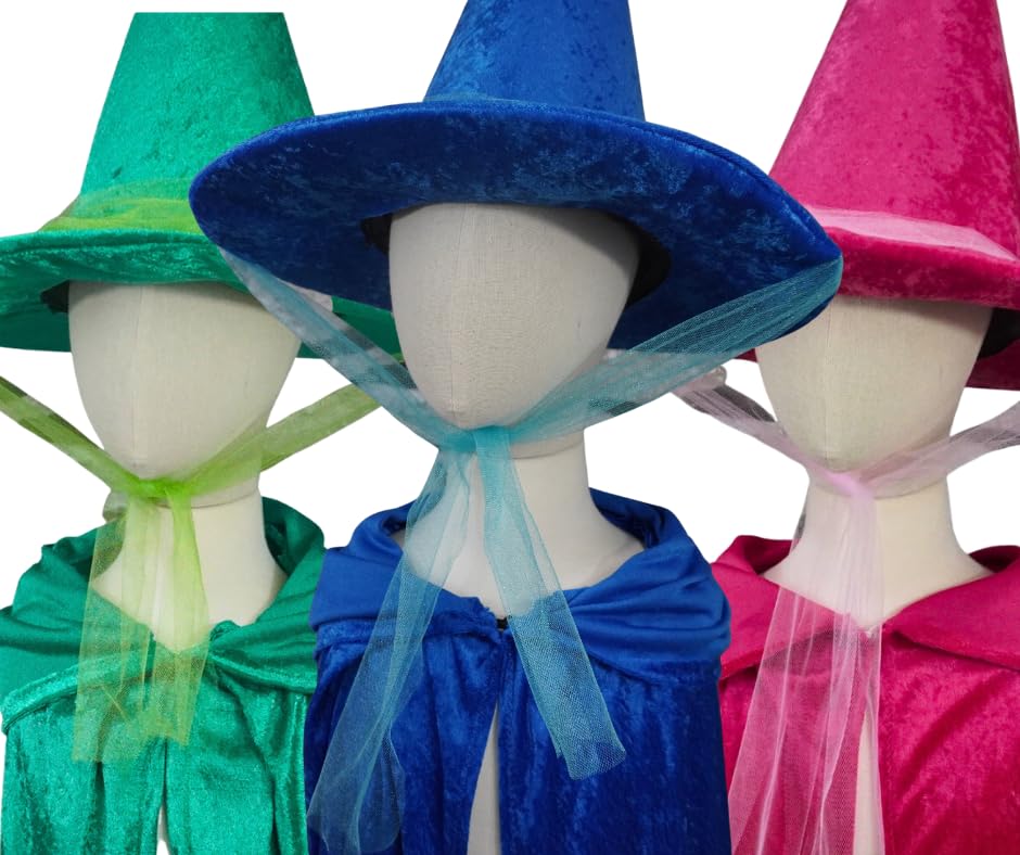 Sleeping Beauty Good Fairy Hats Set of 3 - Flora Pink, Merryweather Blue & Fauna Green | Disney Costume Accessories for Cosplay, Halloween & Themed Parties