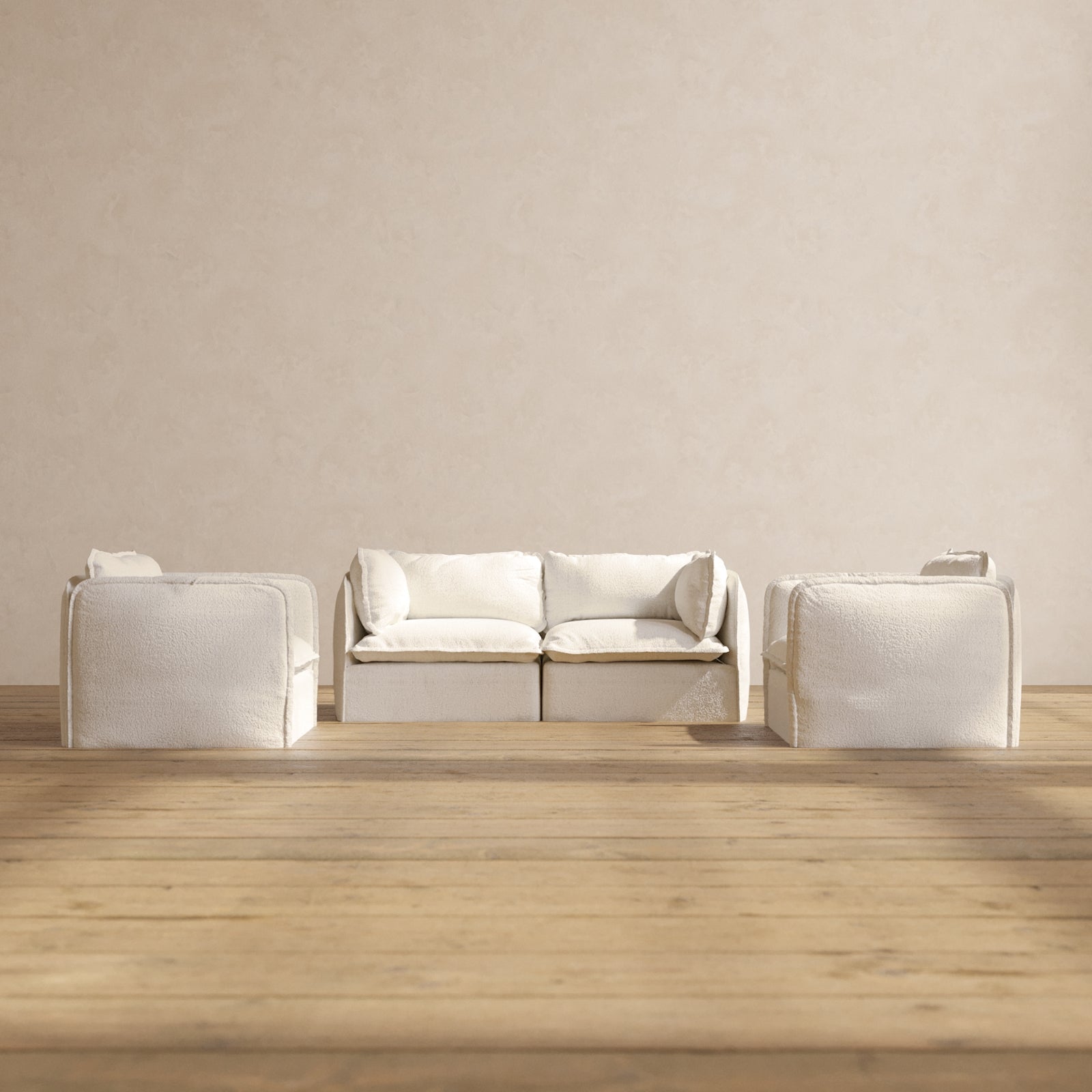 Premium Modular Performance 2-Seater Sofa with Armchair Set in Luxe Mousse Fabric | Contemporary Living Room Furniture for Small Spaces & Apartments | Perfect for Lounging, Entertaining & Relaxing