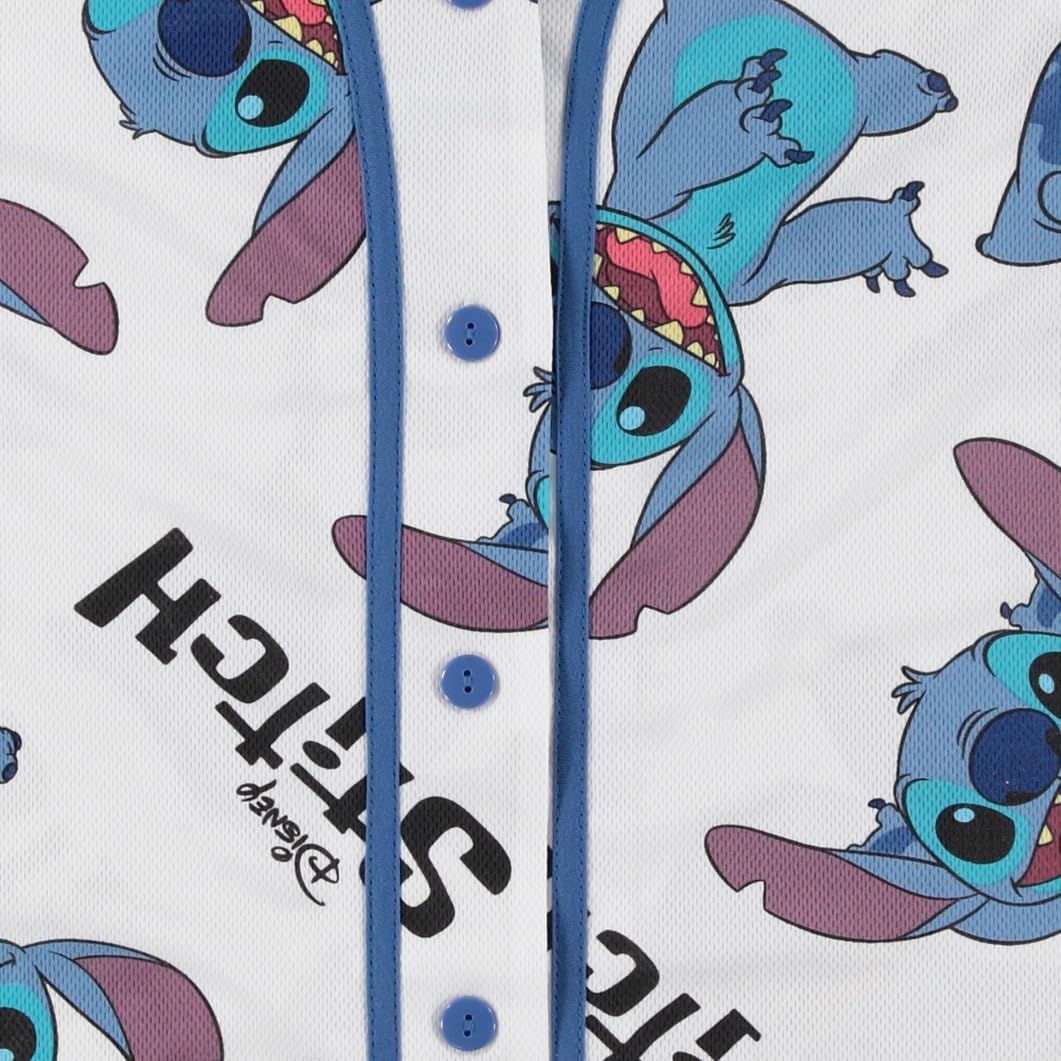 Disney Lilo & Stitch Women's Baseball Jersey - Classic Hawaiian Print Anime Cosplay Shirt for Disney Fans, Halloween Costume & Themed Parties