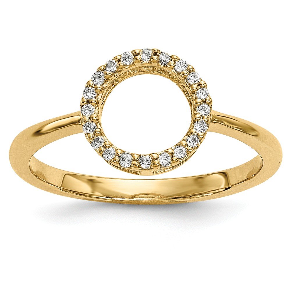 14K Yellow Gold Diamond Halo Circle Ring - 0.08 CTTW Round Cut Solitaire Engagement Ring for Women, Perfect for Wedding, Anniversary & Valentine's Day Gifts