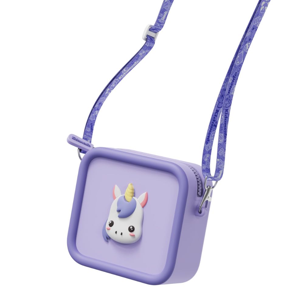 Kidamento K Meowie The Cat Digital Camera for Kids with Silicone Case - Purple Unicorn Design - Durable Children's Camera & Protective Storage Bag - Perfect for Birthday Gifts, Travel, and Outdoor Adventures