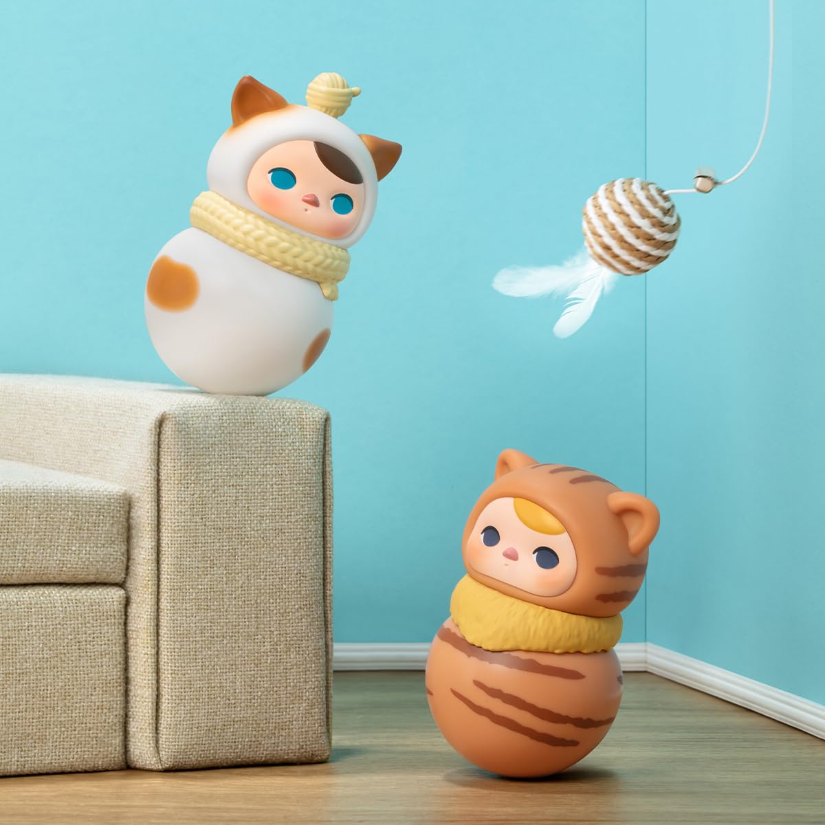 POP MART PUCKY Roly-Poly Kitty Series Anime Action Figures - Complete Set of 12 Collectible Artificial Toys for Display & Gift Giving | Perfect for Anime Fans, Office Desk Decor & Kawaii Collections