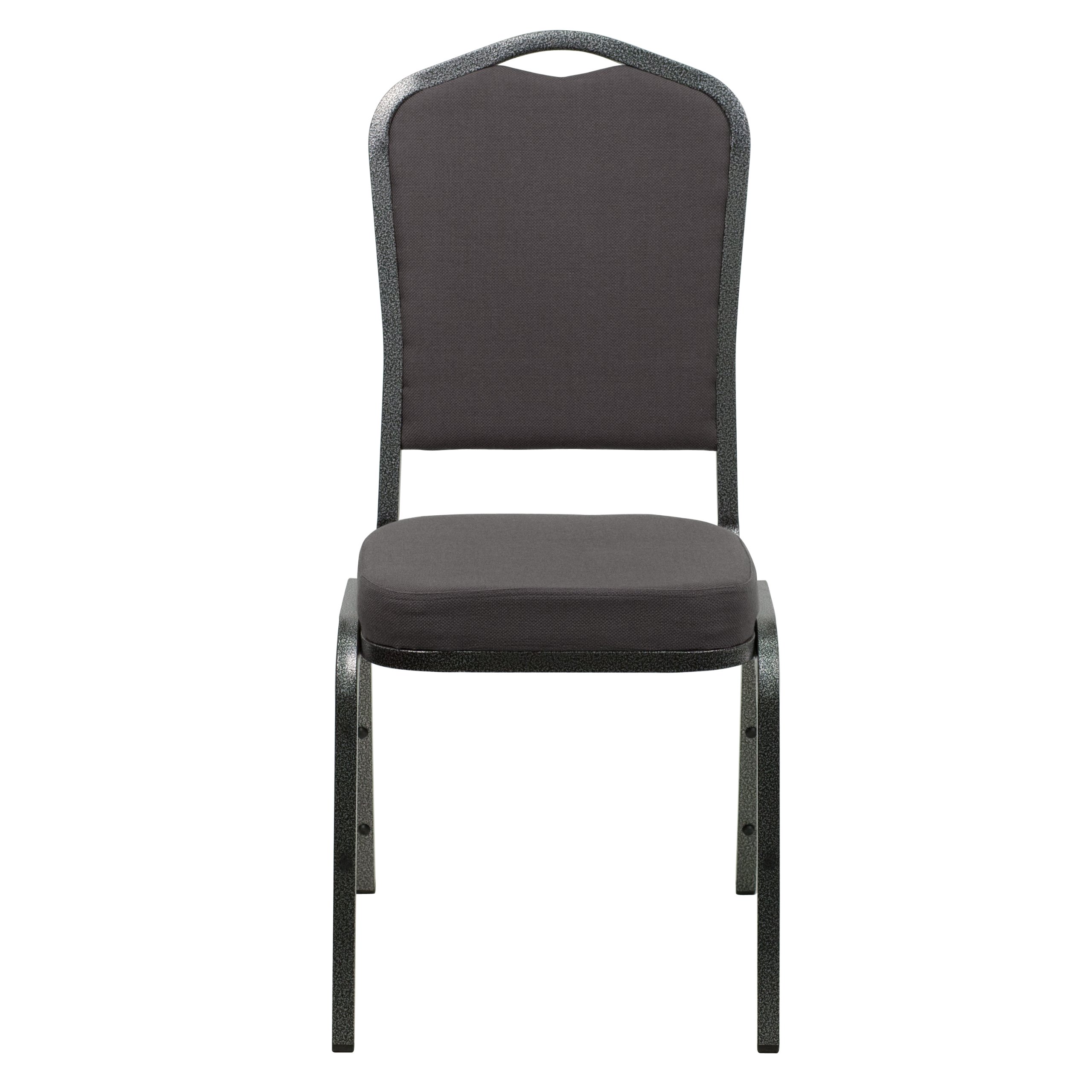 EMMA + OLIVER Crown Back Stacking Banquet Chair - Gray Fabric with Silver Vein Frame - Perfect for Weddings, Events & Banquet Halls
