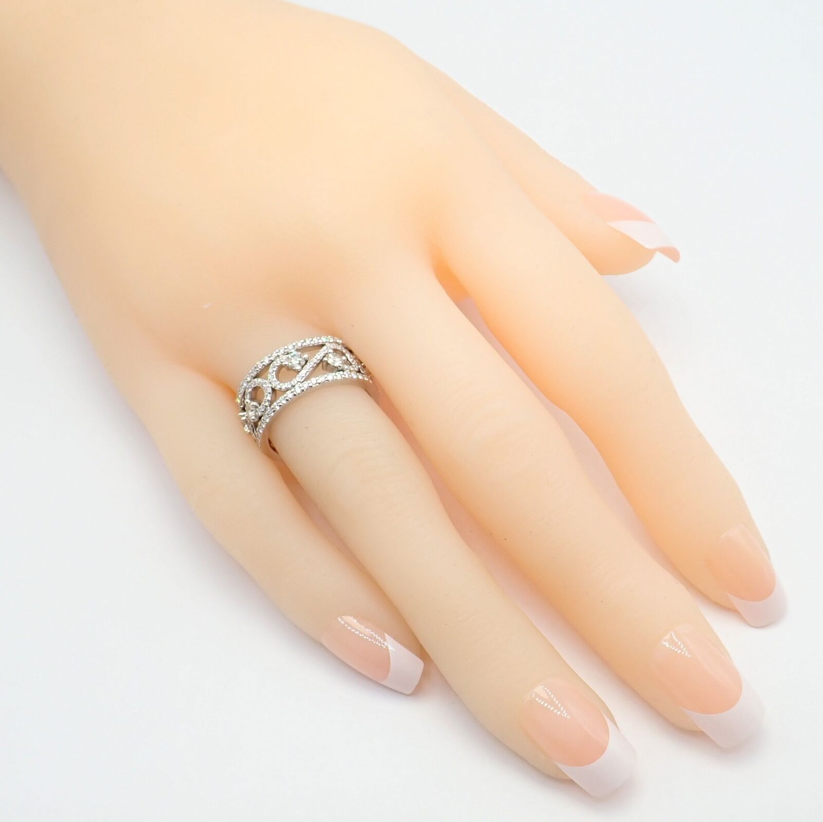 Authentic Tiffany & Co Platinum Diamond Enchant Scroll Wide Band Ring - Size 6 | Luxury Wedding, Anniversary & Engagement Jewelry Gift for Women