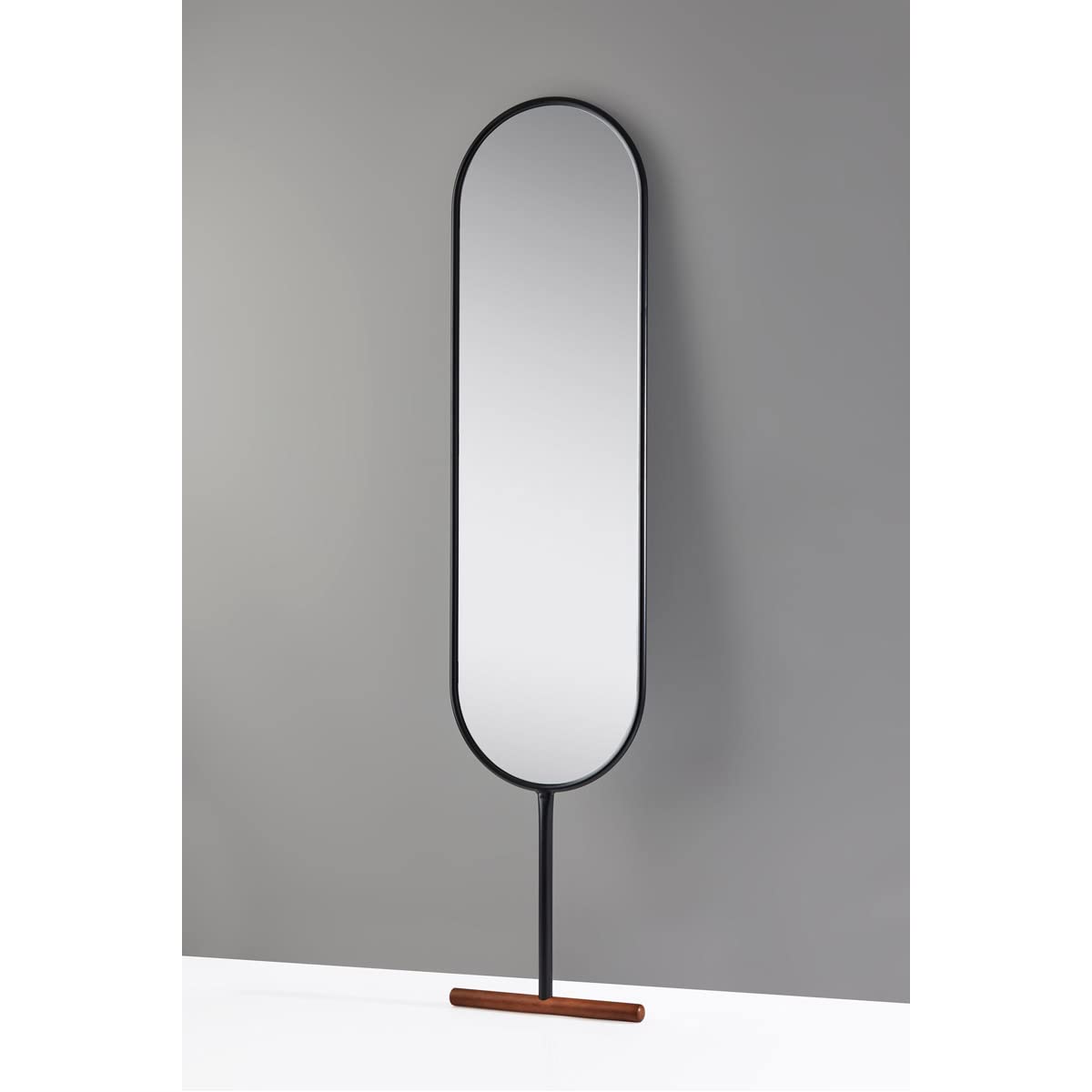 Adesso Willy Full Length Leaning Mirror - Walnut Finish, Adjustable Floor Mirror for Bedroom, Living Room, and Entryway Decor
