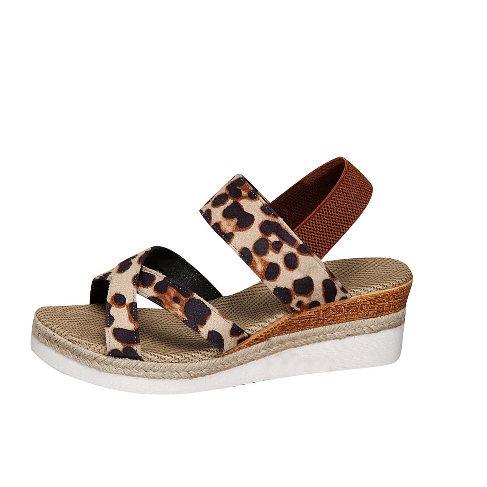 Oelaio Women's Summer Wedge Fish Mouth Roman Sandals - Dressy Beige Size 38 - Comfortable Casual & Party Footwear for Beach, Vacation, and Evening Outings