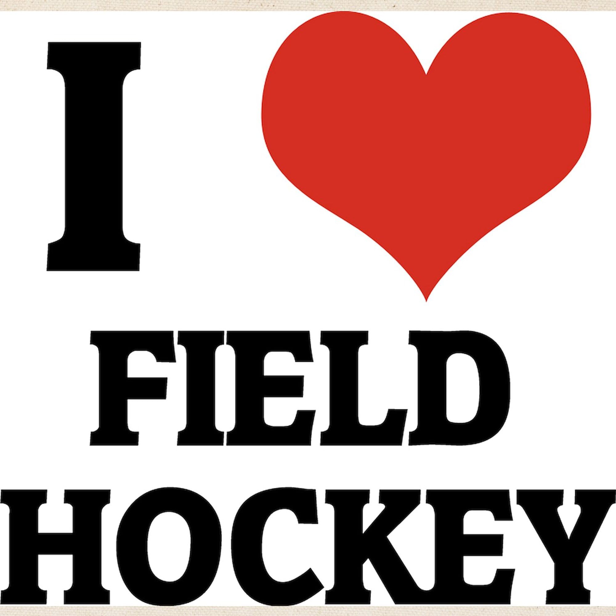 I Love Field Hockey Tote Bag - Natural Canvas Reusable Shopping Bag for Sports Fans, Gym & Grocery Use