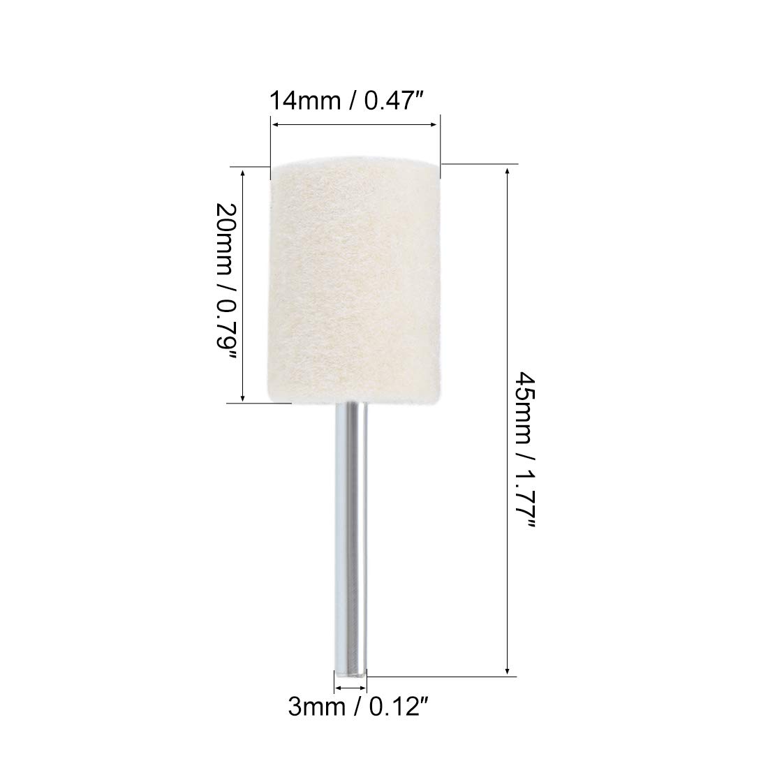 uxcell 14mm Wool Felt Polishing Bits with 1/8