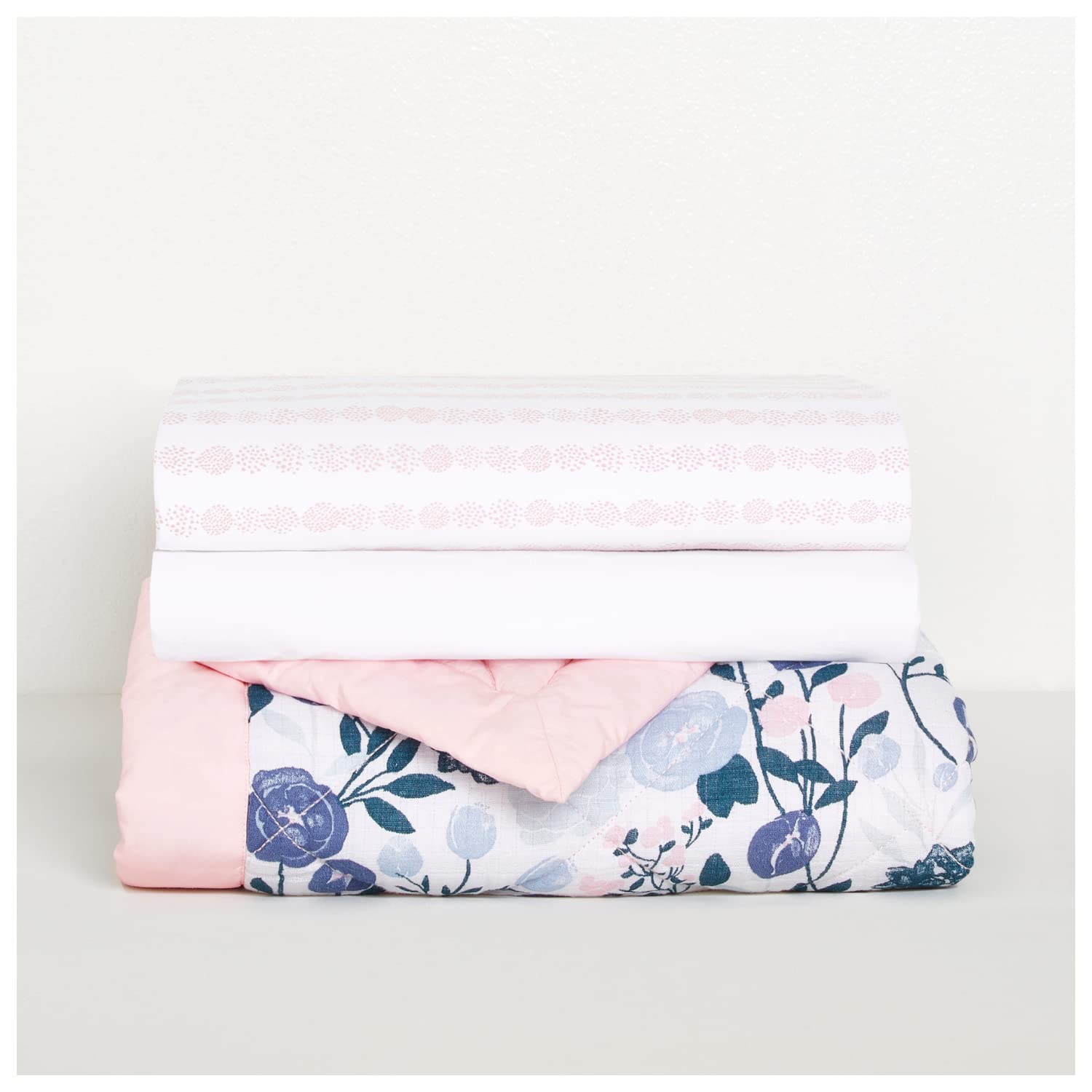 **Aden + Anais Essentials 3-Piece Baby Crib Bedding Set - Soft Cotton Blanket, Fitted Crib Sheet, Crib Skirt - Floral Bloom Design for Nursery Decor & Newborn Comfort**    *(Perfect for baby showers, nursery room decoration, and cozy sleep for newborns.)*