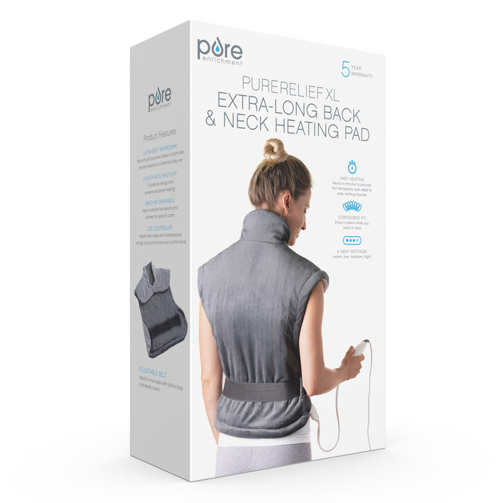 PureRelief XL Extra Long Back & Neck Heating Pad - Electric Heating Pad for Pain Relief, Large 12