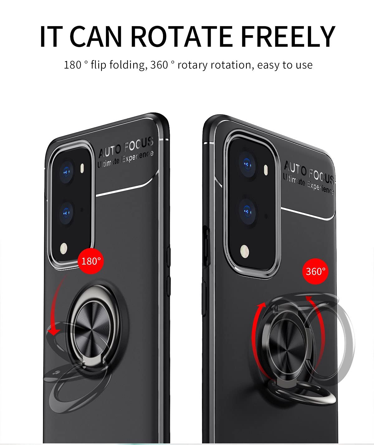 Ultra Slim Shockproof Magnetic Case for OnePlus 9 Pro - Soft TPU Protective Cover with 360° Rotating Kickstand & Heat Dissipation | Perfect for Work, Travel & Outdoor Activities