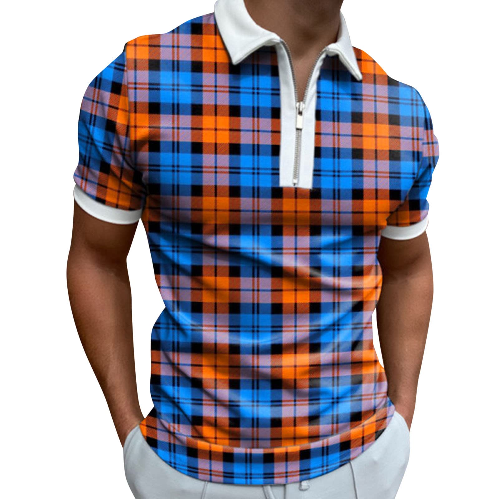 AMZFDC Men's Casual Short Sleeve Printed T-Shirt - Summer Spring Fashion Top with Turndown Neck - Perfect for Outdoor Activities, Casual Wear & Daily Outfits