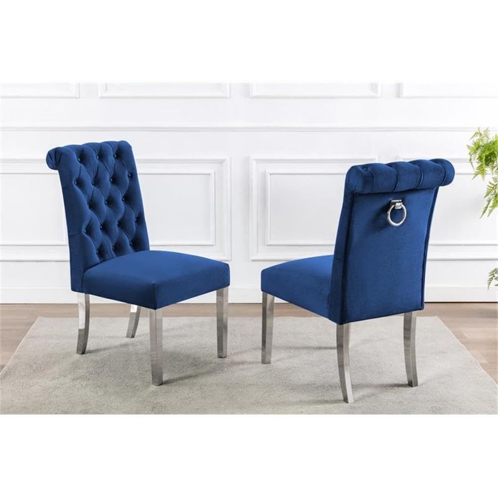 Premium Navy Blue Dining Chairs Set of 4 - High-Quality Modern Kitchen Chairs with Sturdy Metal Legs for Home, Restaurant & Office Use