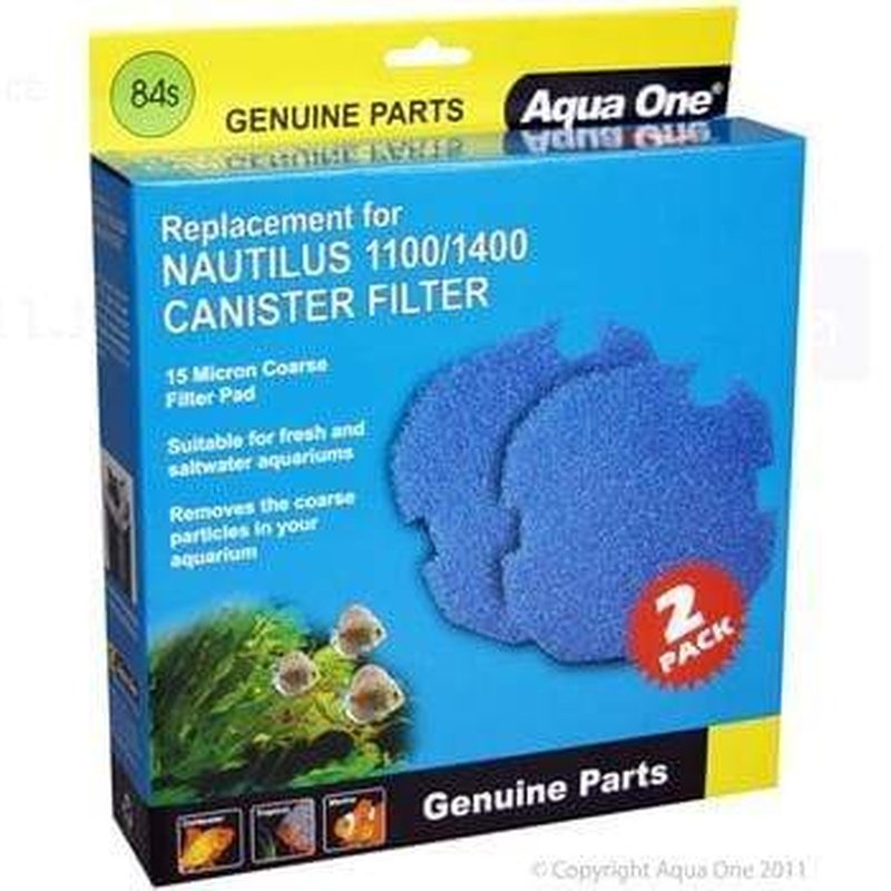 Aqua One Sponge Filter Media 15ppi 2-Pack for Nautilus 1100/1400 & Brilliance 100/120/150 Aquariums - High Porosity Sponge for Mechanical & Biological Filtration - Perfect for Freshwater & Saltwater Fish Tanks