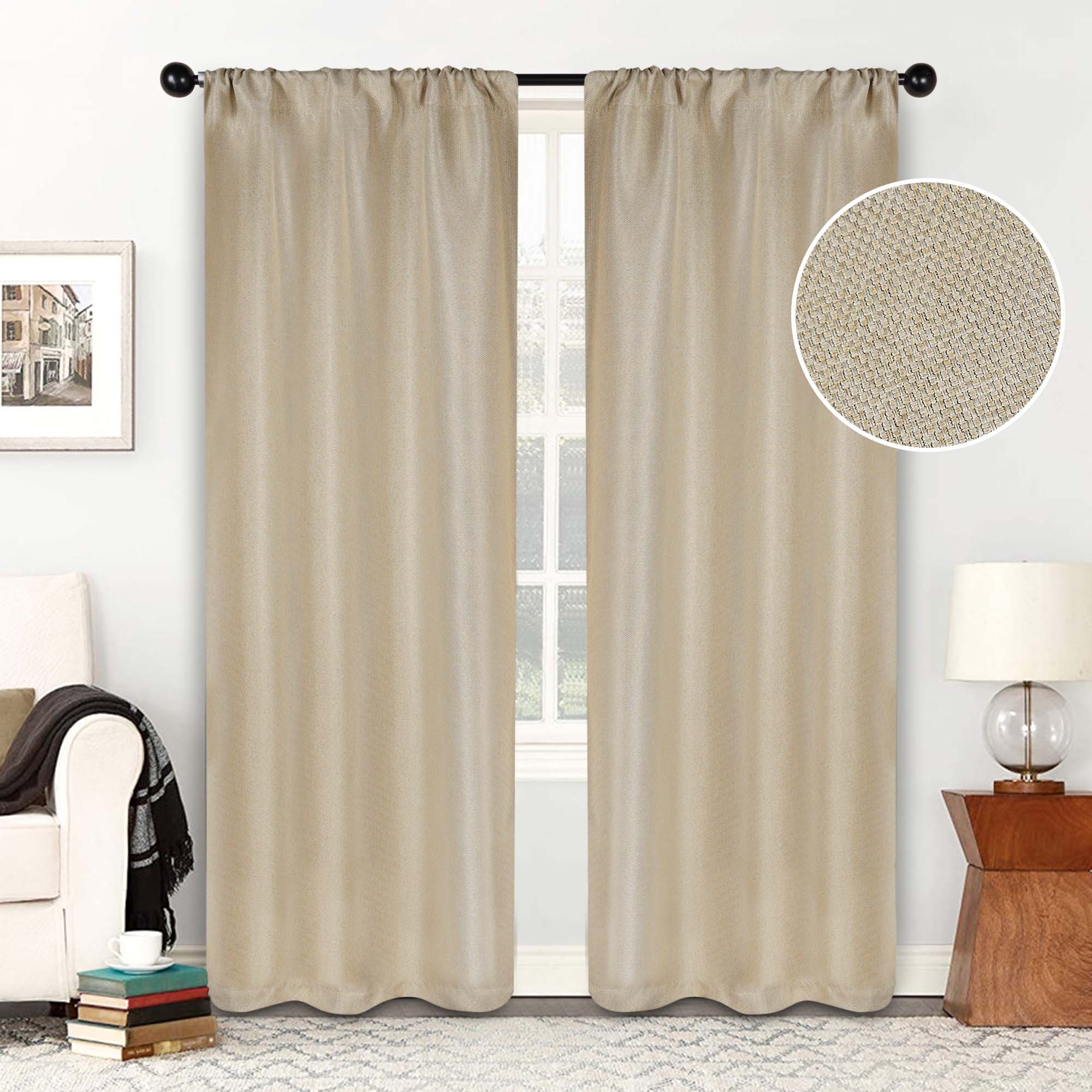 Blackout Curtains Set of 2 Panels - Jaxon Textured Room Darkening Window Drapes for Bedroom, Living Room & Home Theater (54x84 Inches)
