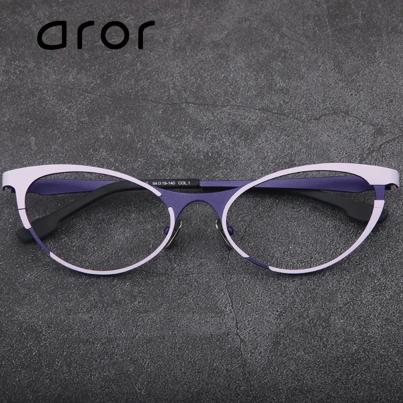 Stylish Aror Unisex Full Rim Oval Cat Eye Titanium Eyeglasses Frame 47765 - Lightweight & Durable for Work, Reading & Fashion (Available in Multiple Colors)
