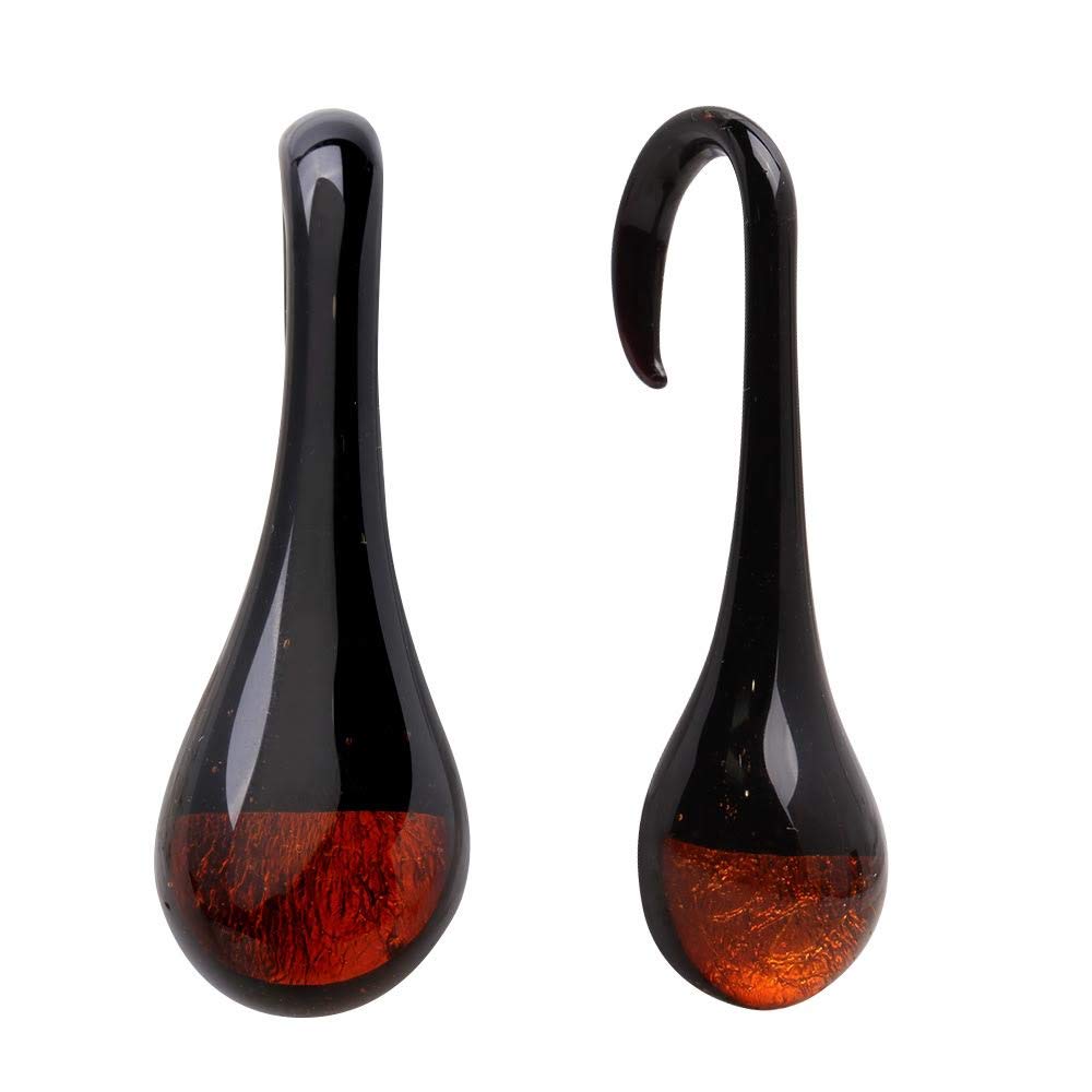 Golden Black Water Drop Glass Hanging Taper Earrings for Women - Party & Wedding Jewelry